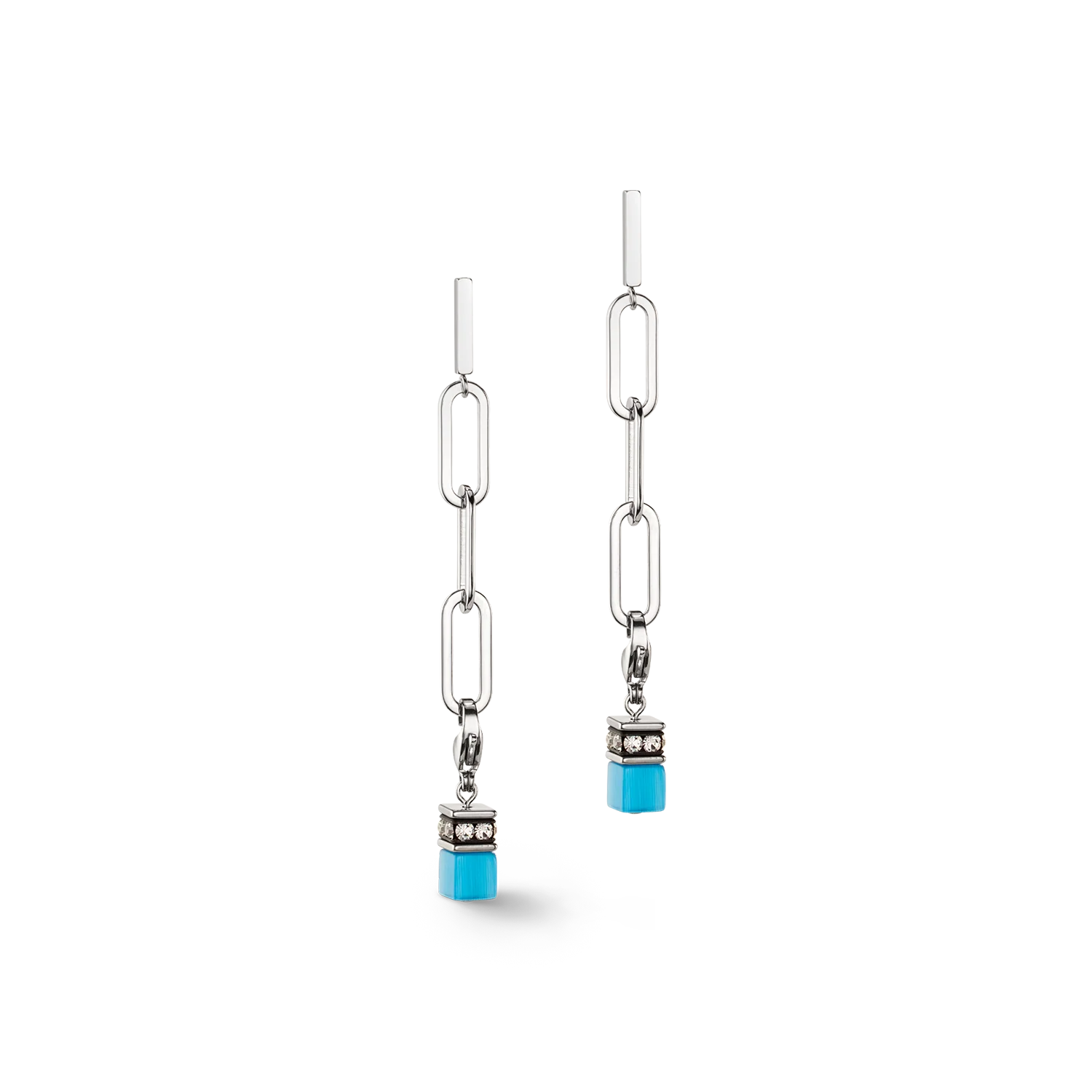 Happy Iconic Cube charm earrings silver pastel