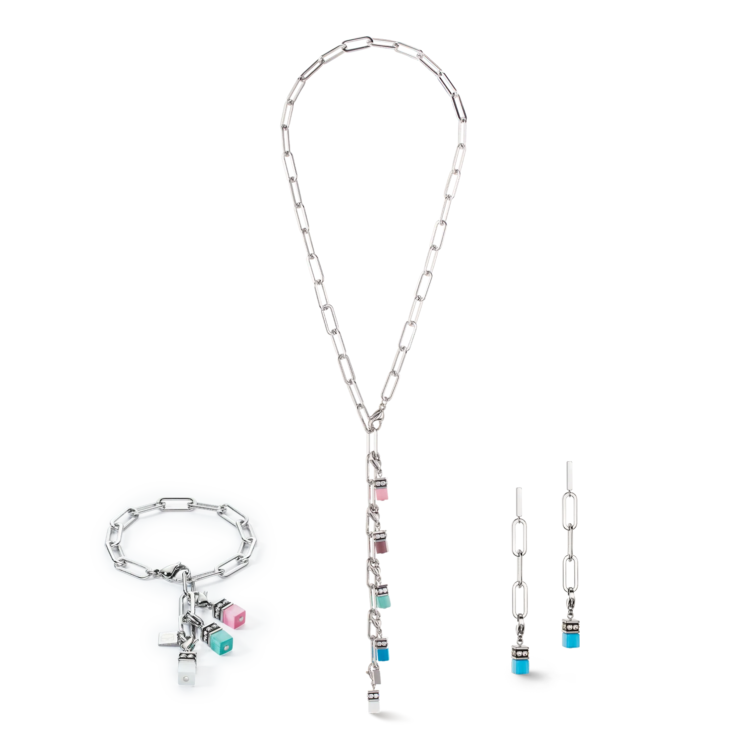 Happy Iconic Cube charm necklace silver pastel - Image 3