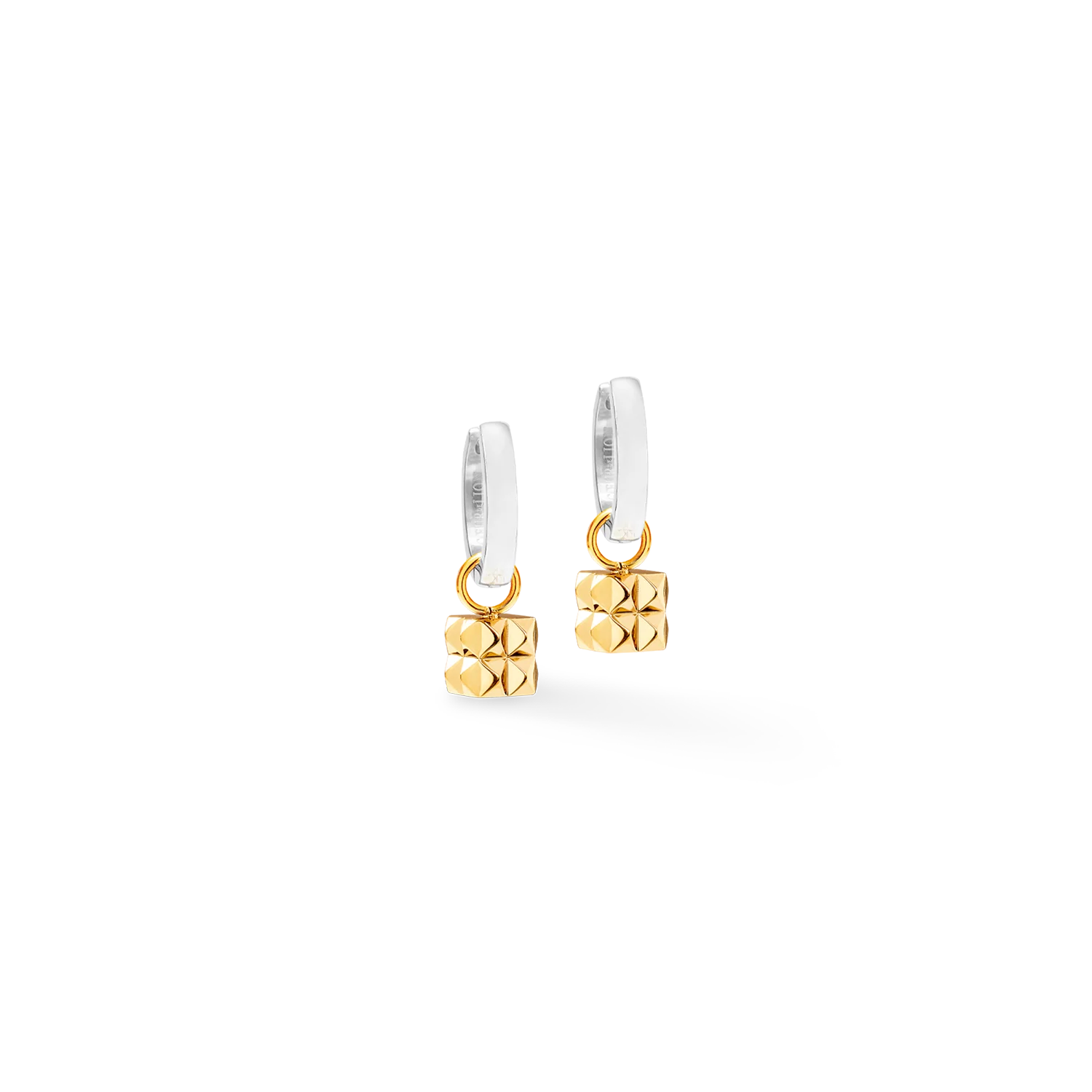 Hoop Earrings Spikes Cube silver-gold - Image 2