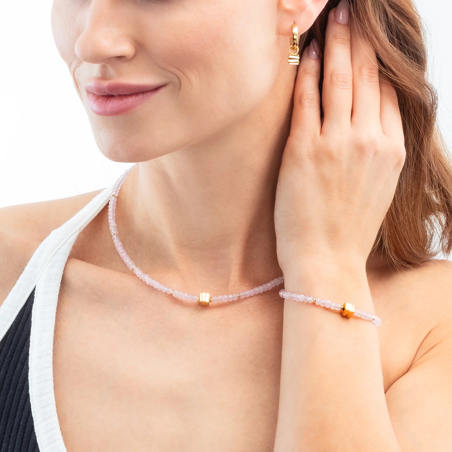 Hoop Earrings Wave Cube gold - Image 3