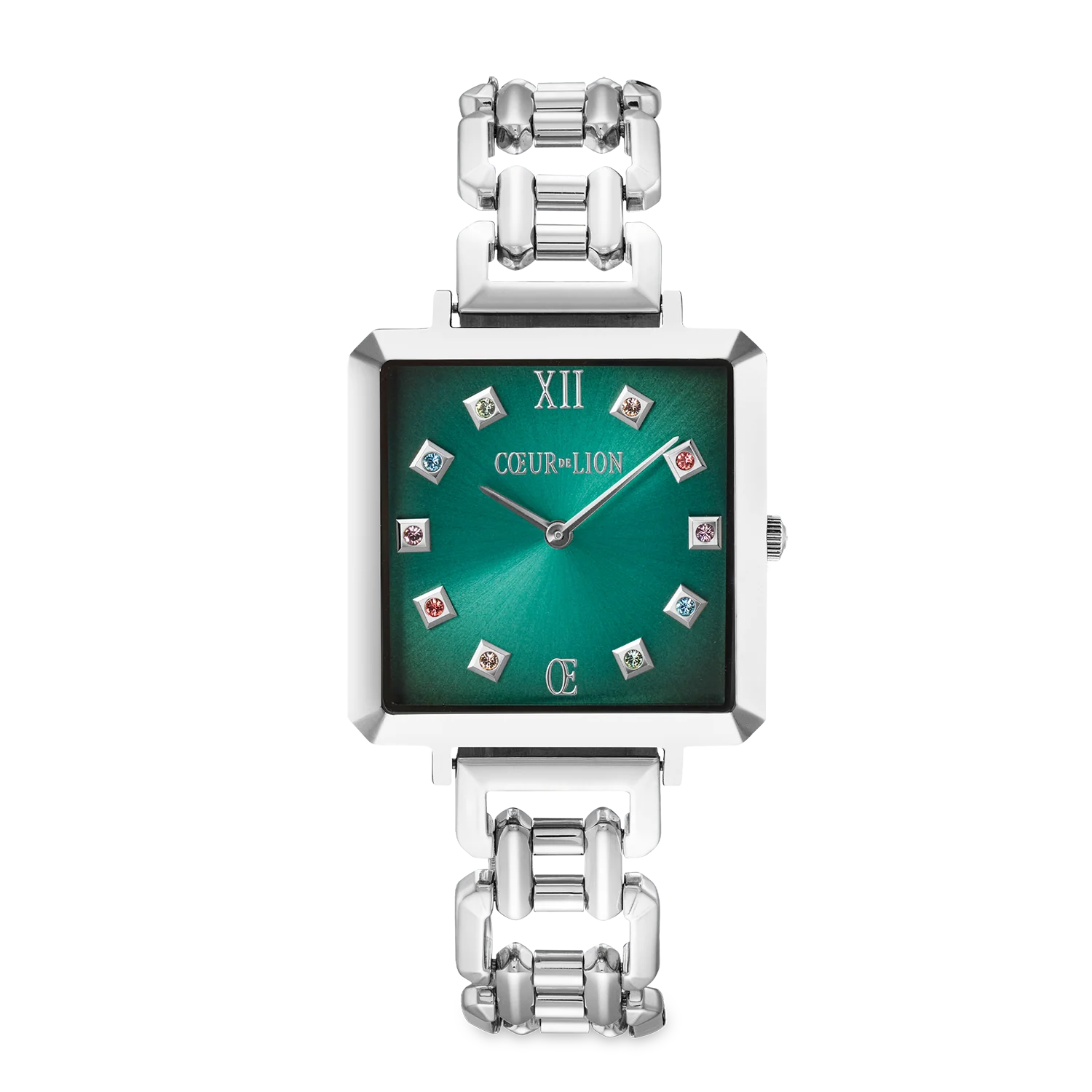 Iconic Cube Statement Watch Turquoise Glaze silver