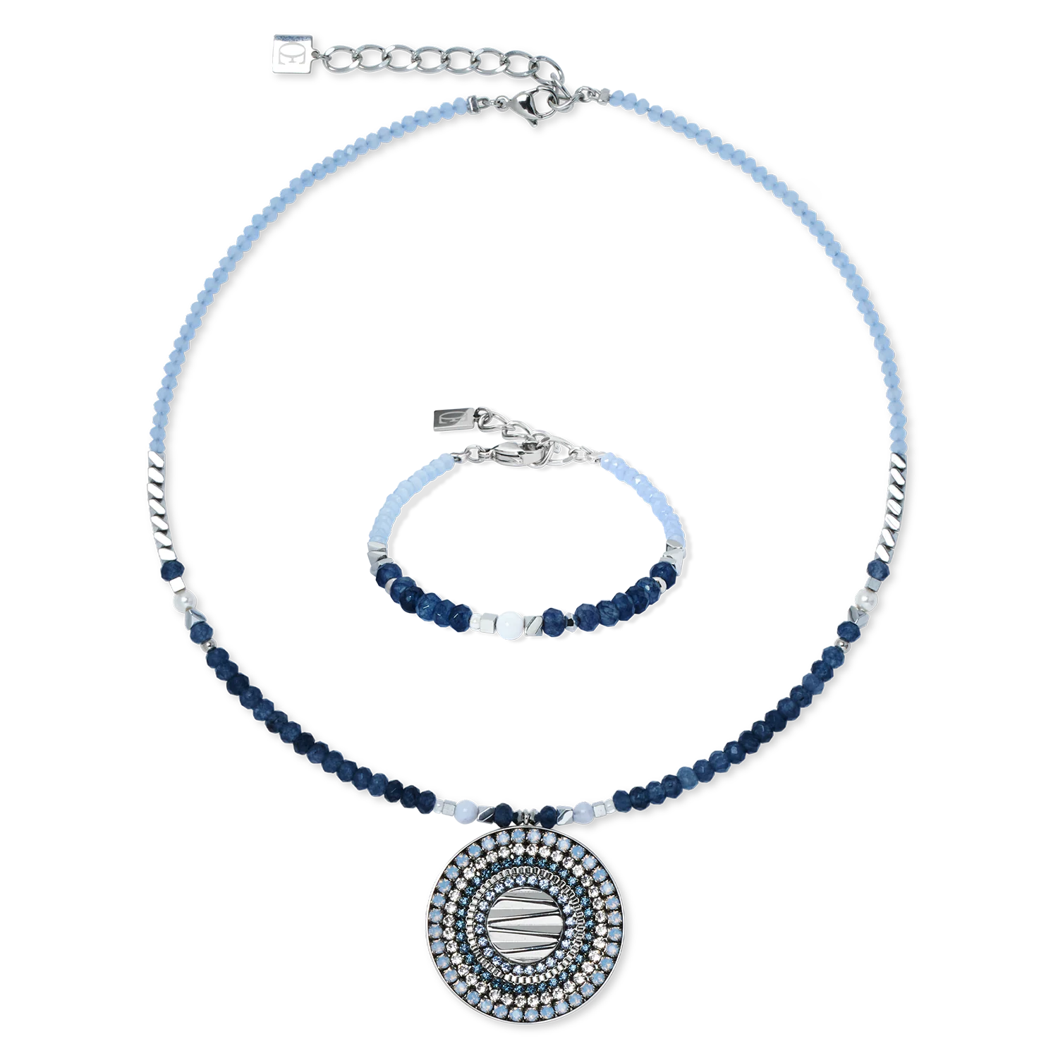 Necklace Amulet Modern Future silver-blue - Image 3