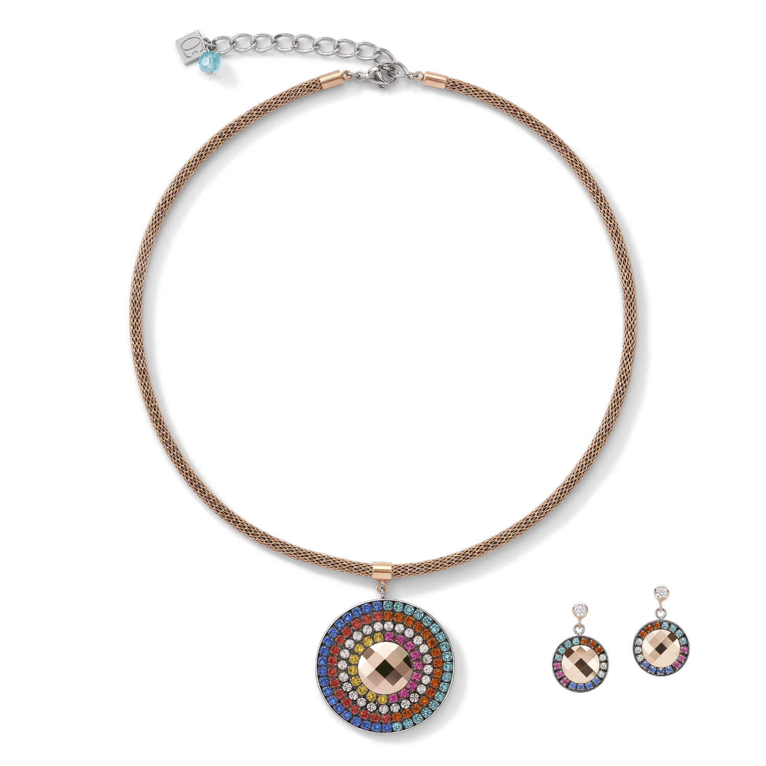 Necklace Amulet small Crystals & mesh multicolour - Image 3