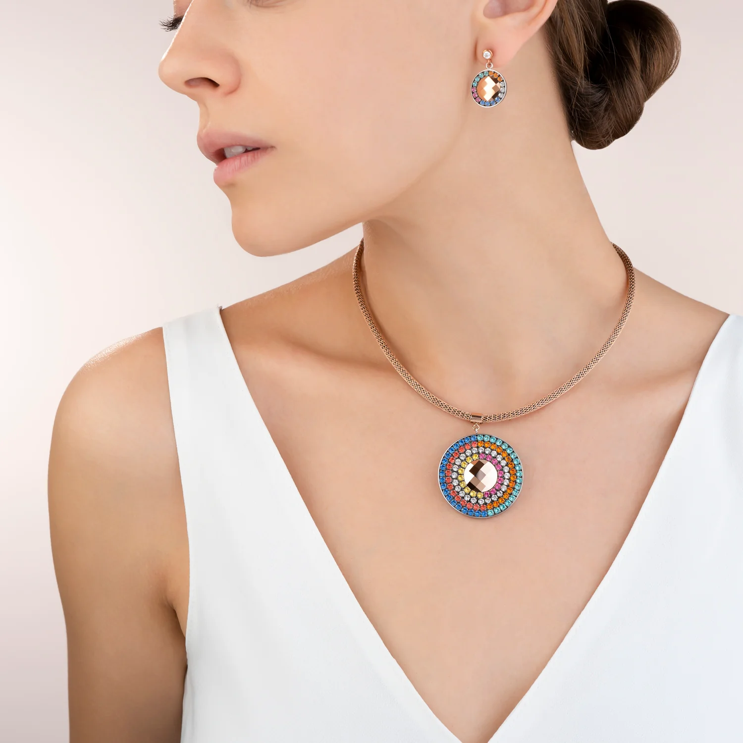 Necklace Amulet small Crystals & mesh multicolour - Image 5