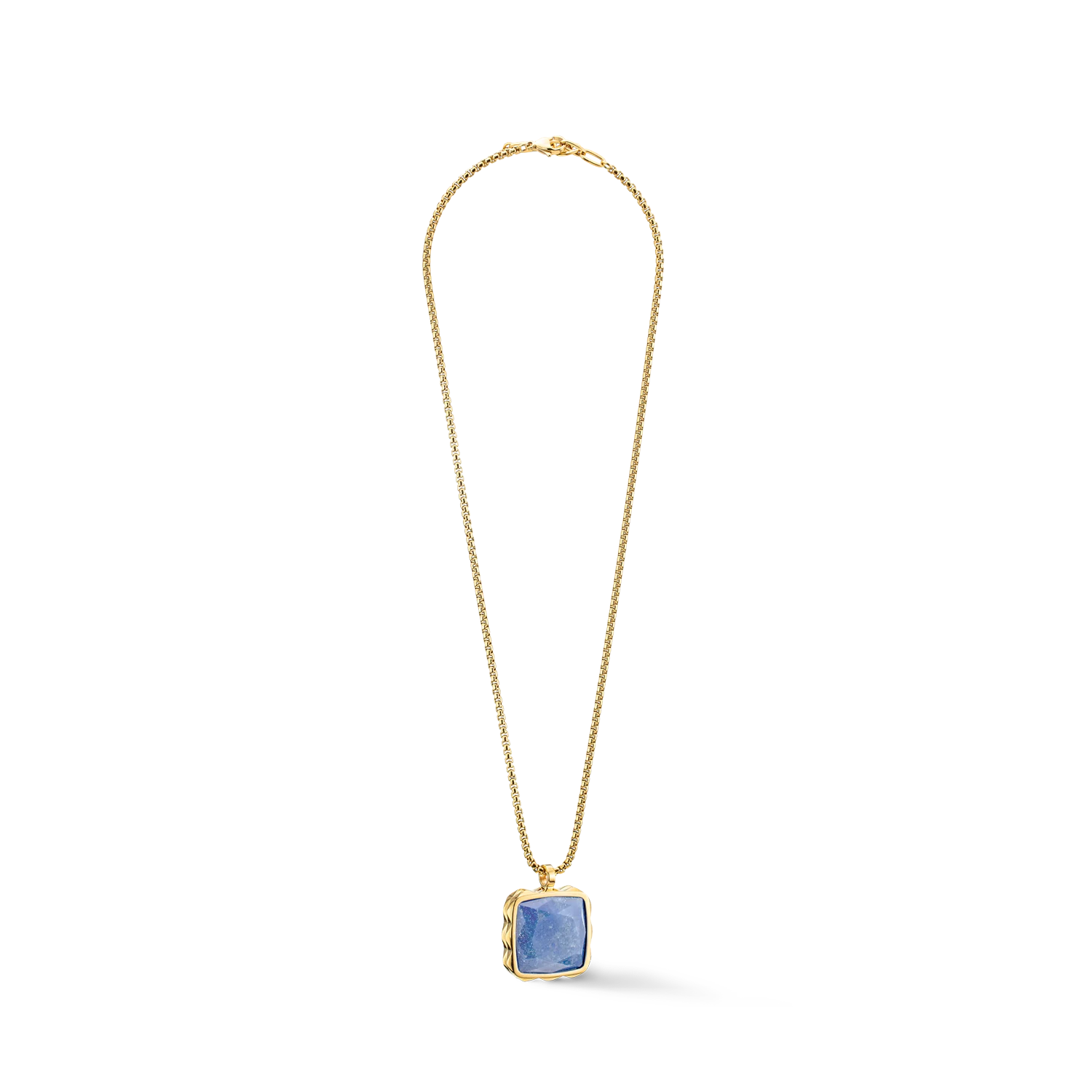 Necklace Amulet Spikes Square Aventurine gold-blue