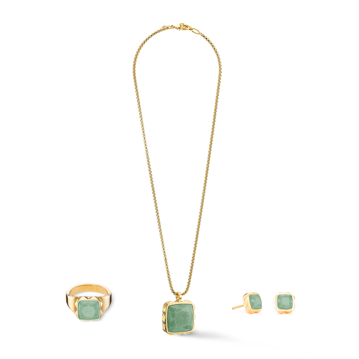 Necklace Amulet Spikes Square Aventurine gold-green - Image 3