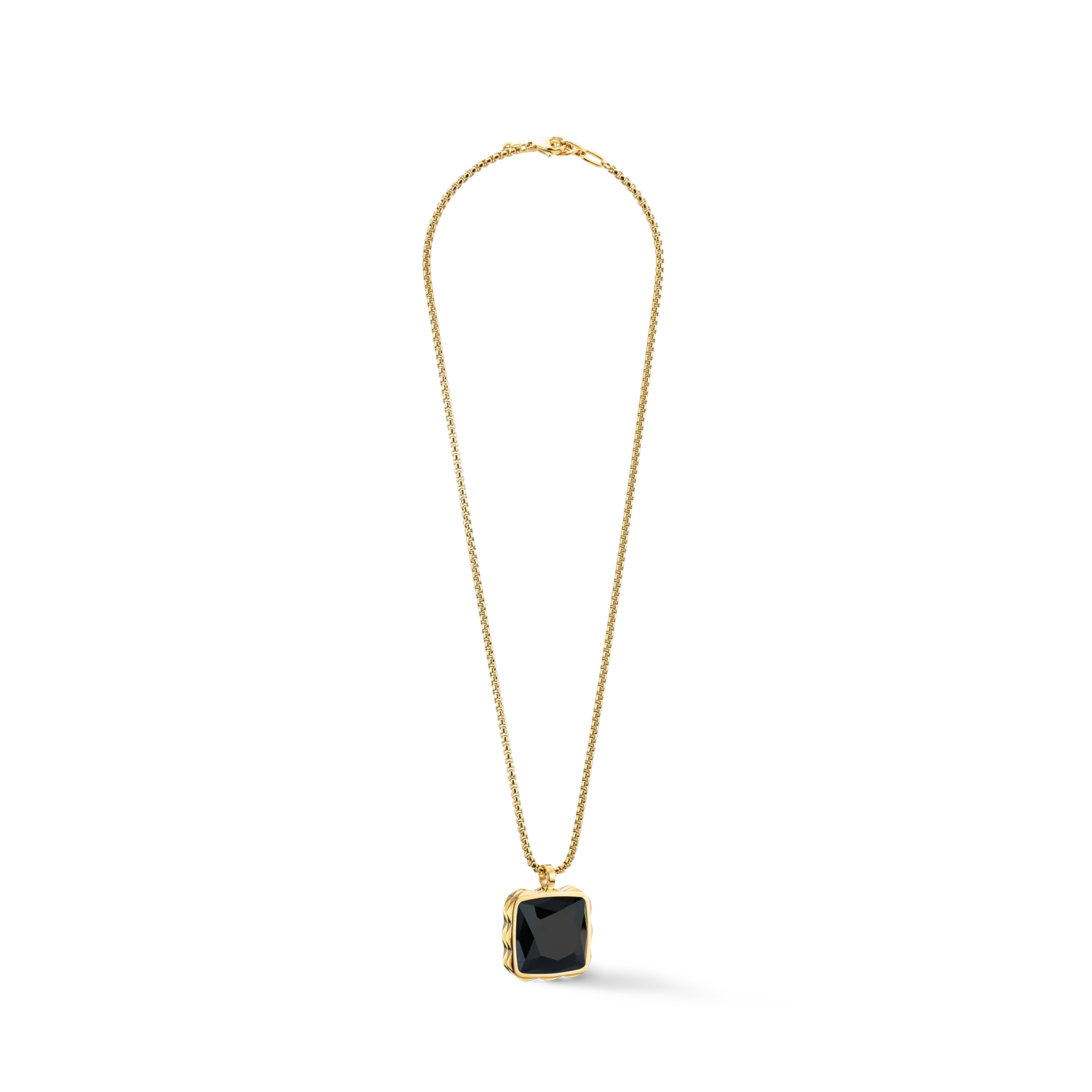 Necklace Amulet Spikes Square Onyx gold-black