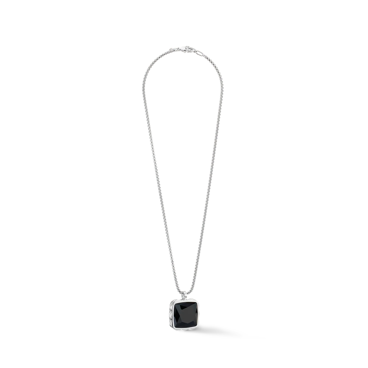Necklace Amulet Spikes Square Onyx silver-black