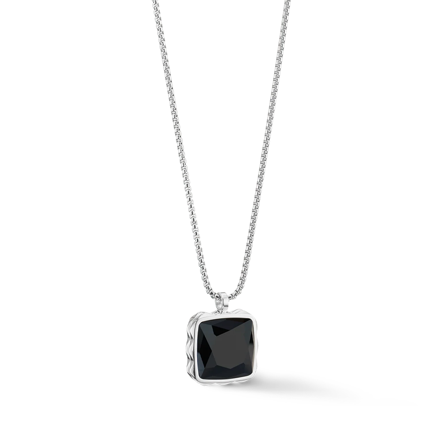 Necklace Amulet Spikes Square Onyx silver-black - Image 2
