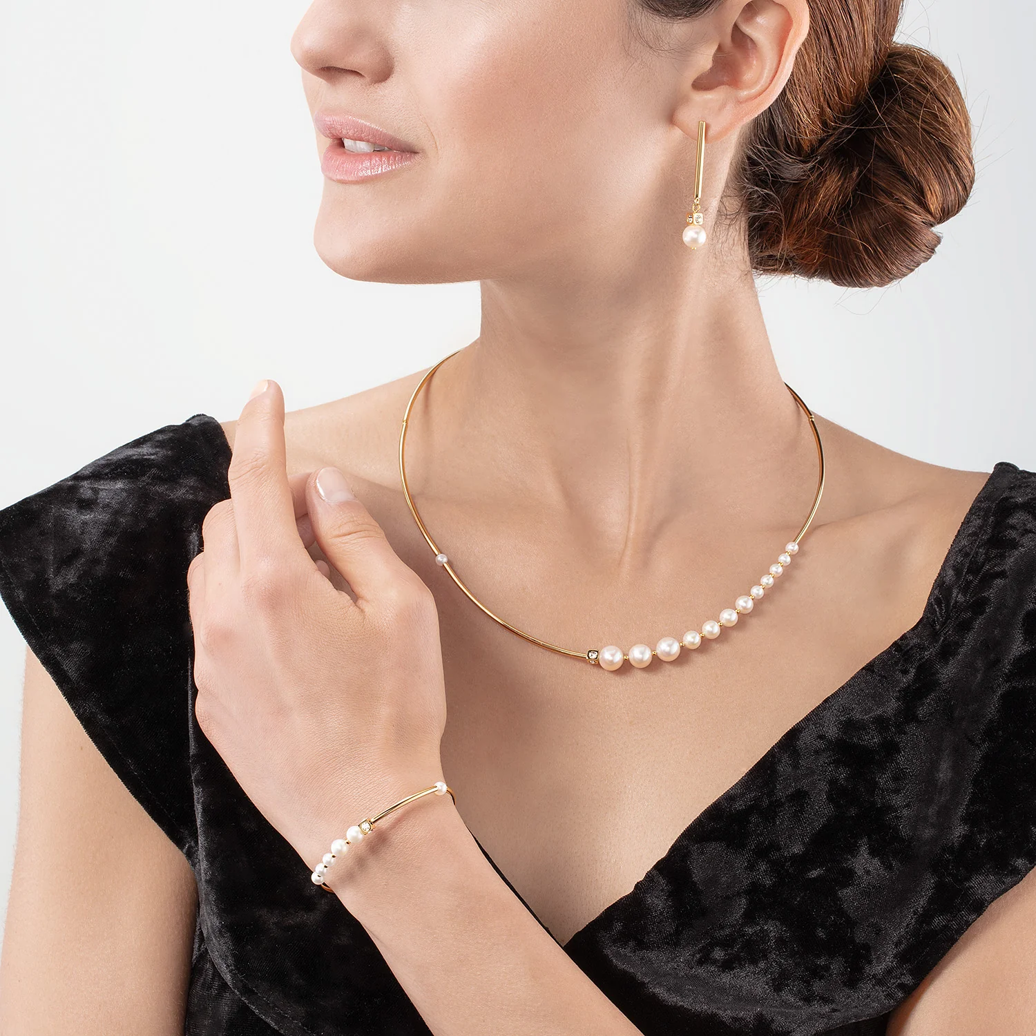 Necklace Asymmetry Freshwater Pearls & stainless steel white-gold - Image 4