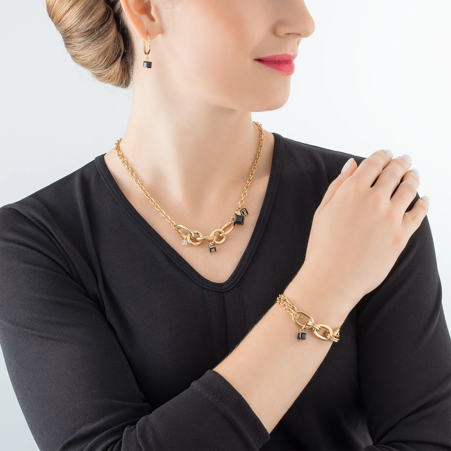 Necklace Chunky Chain gold-black - Image 4