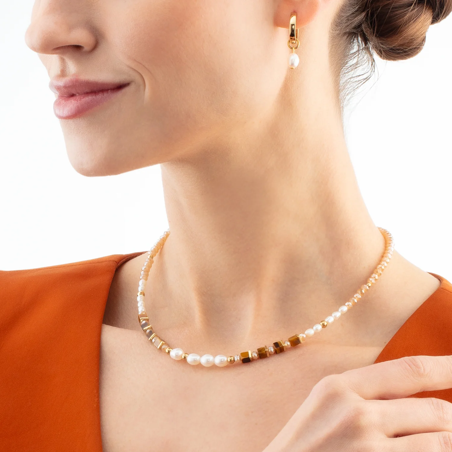 Necklace Cosmic Pearls deep gold - Image 4