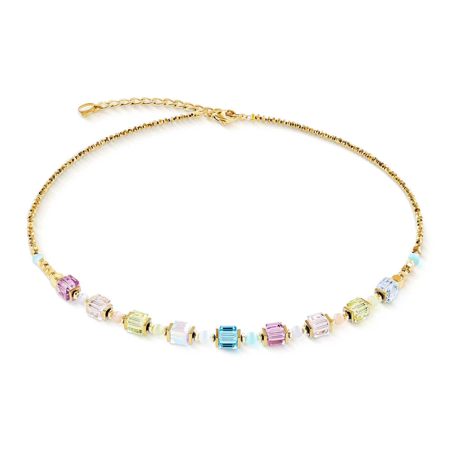 Necklace Cube Aura pastel gold