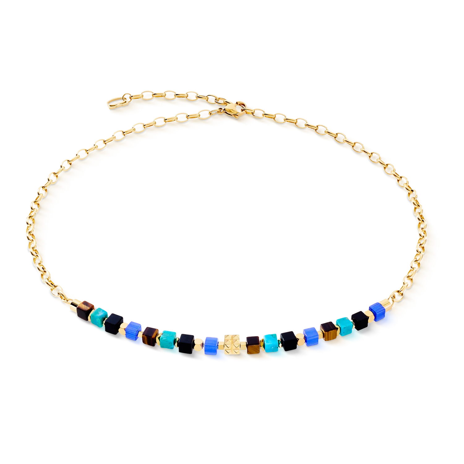 Necklace Cube Mosaic Lagoon gold