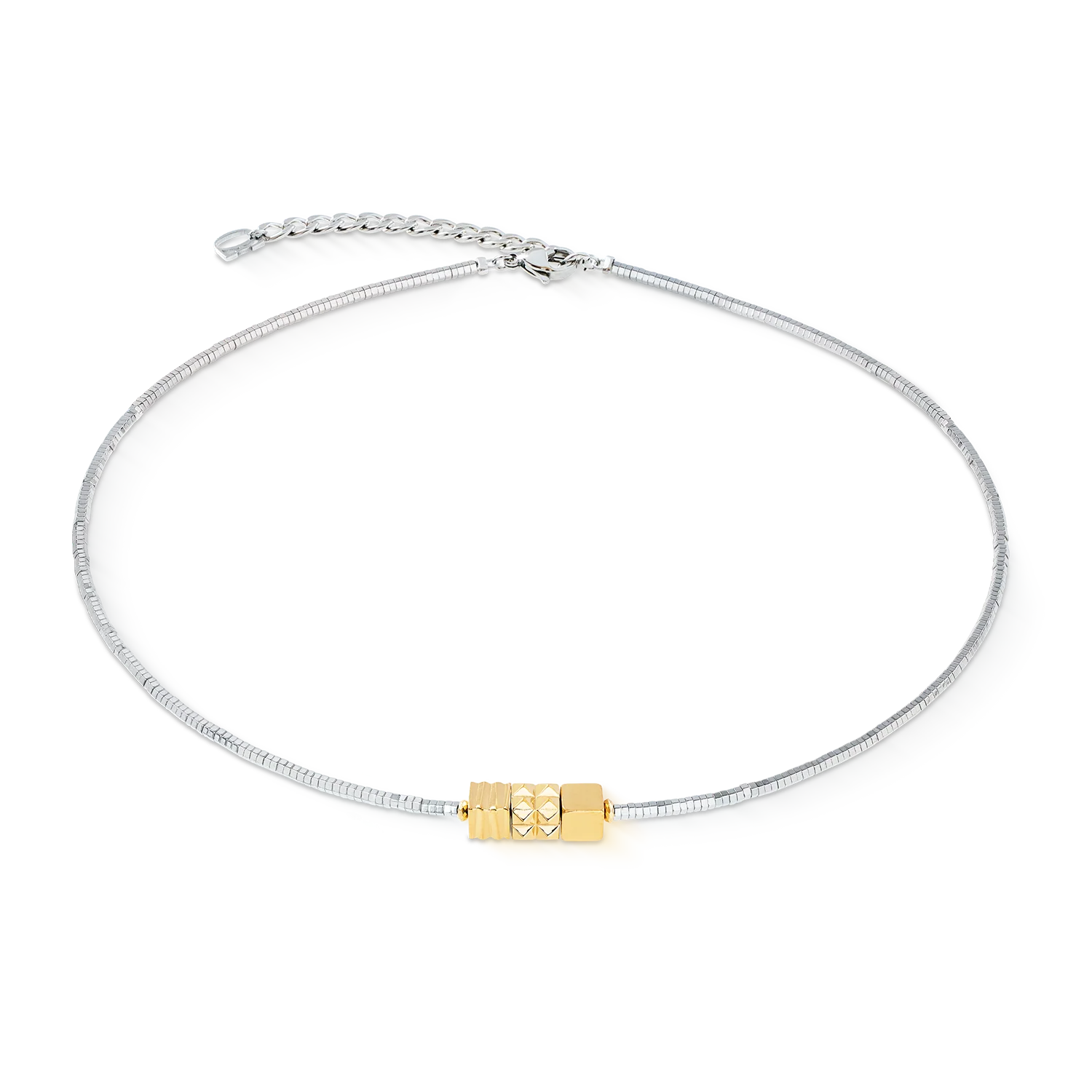 Necklace Cube Trio Facets gold-silver