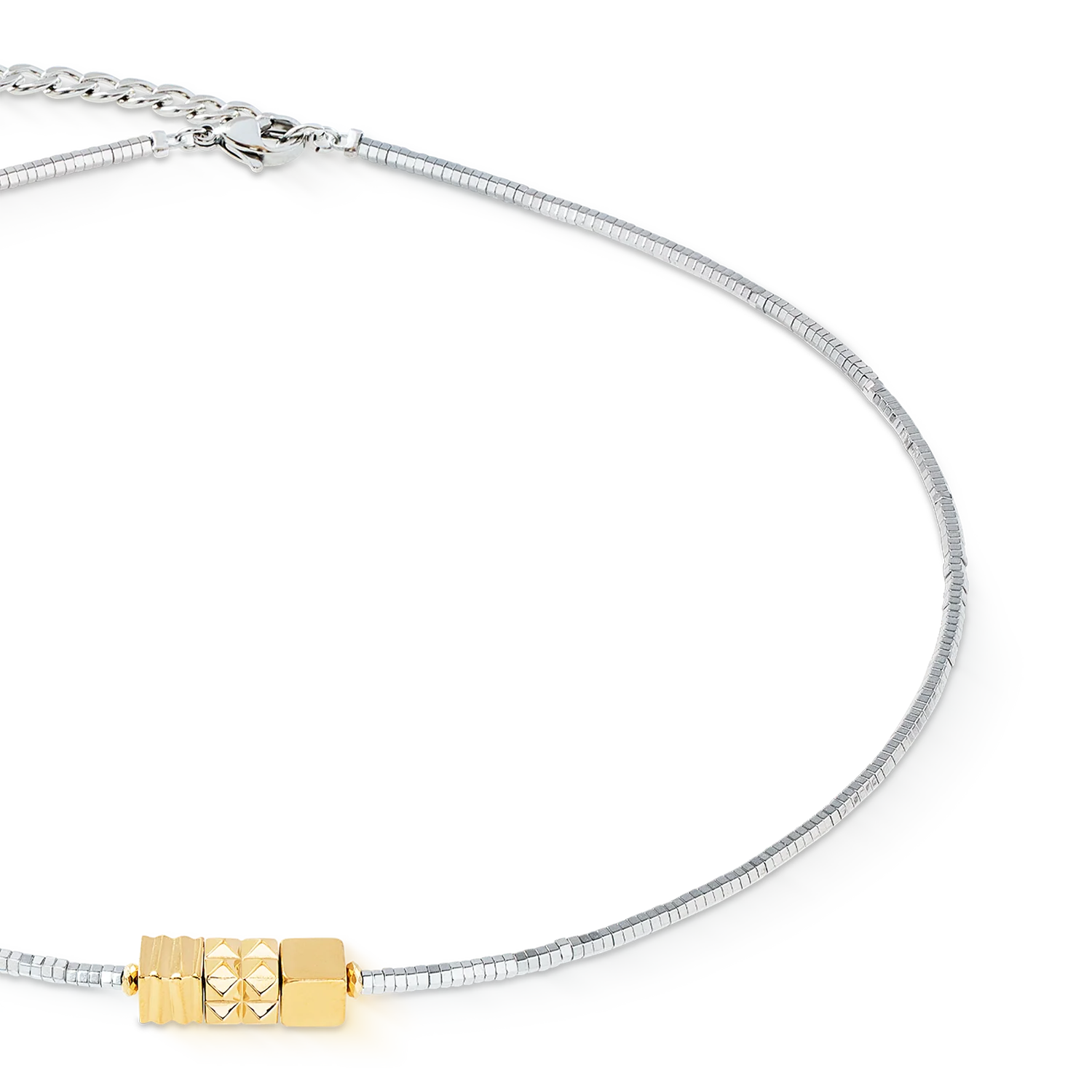 Necklace Cube Trio Facets gold-silver - Image 2