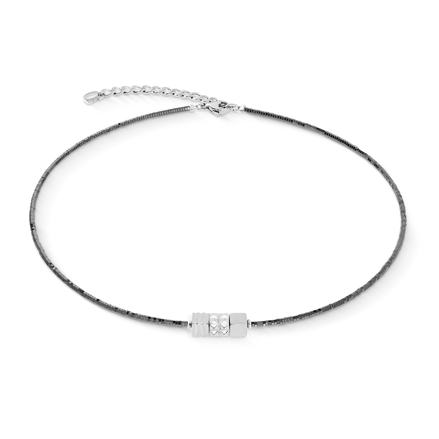 Necklace Cube Trio Facets silver-grey