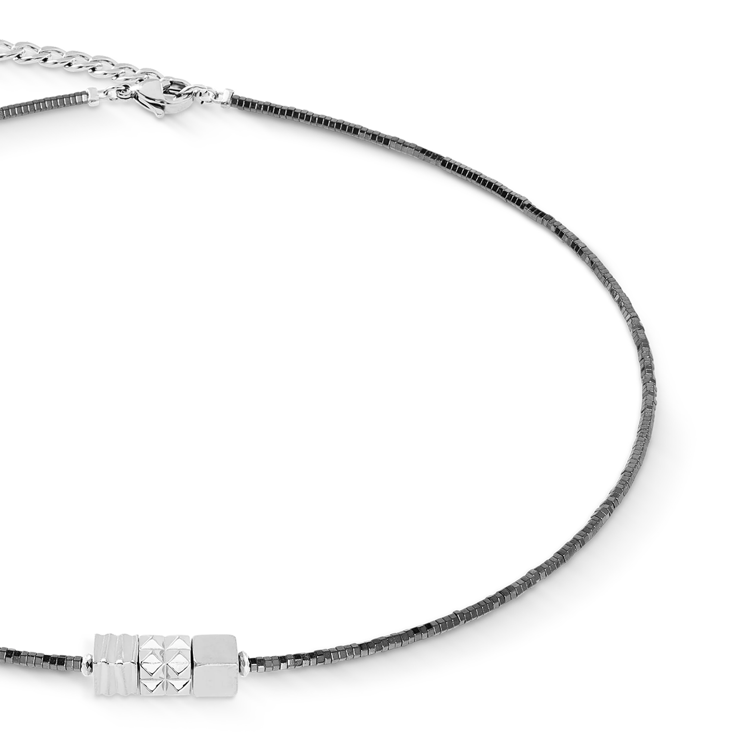 Necklace Cube Trio Facets silver-grey - Image 2