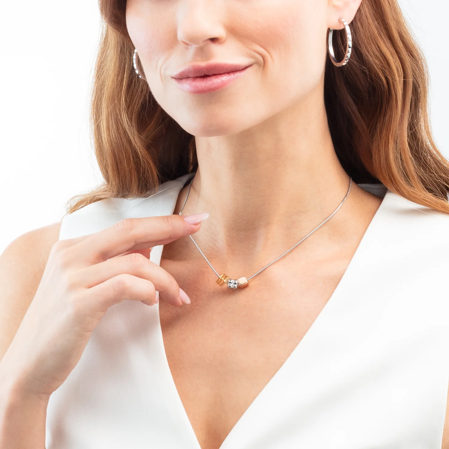 Necklace Cube Trio Facets Snake tricolour - Image 3