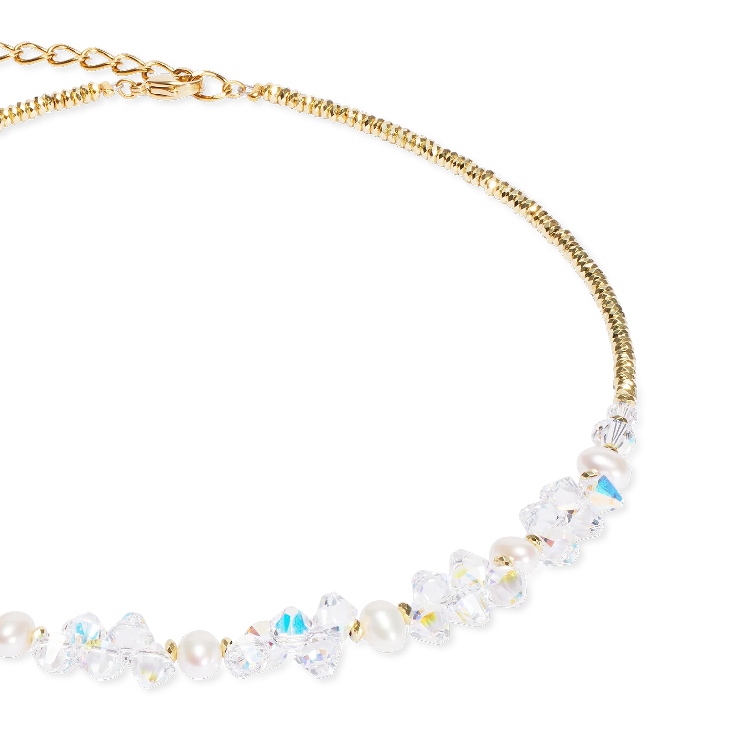 Necklace Dancing Crystals & Pearls gold - Image 2