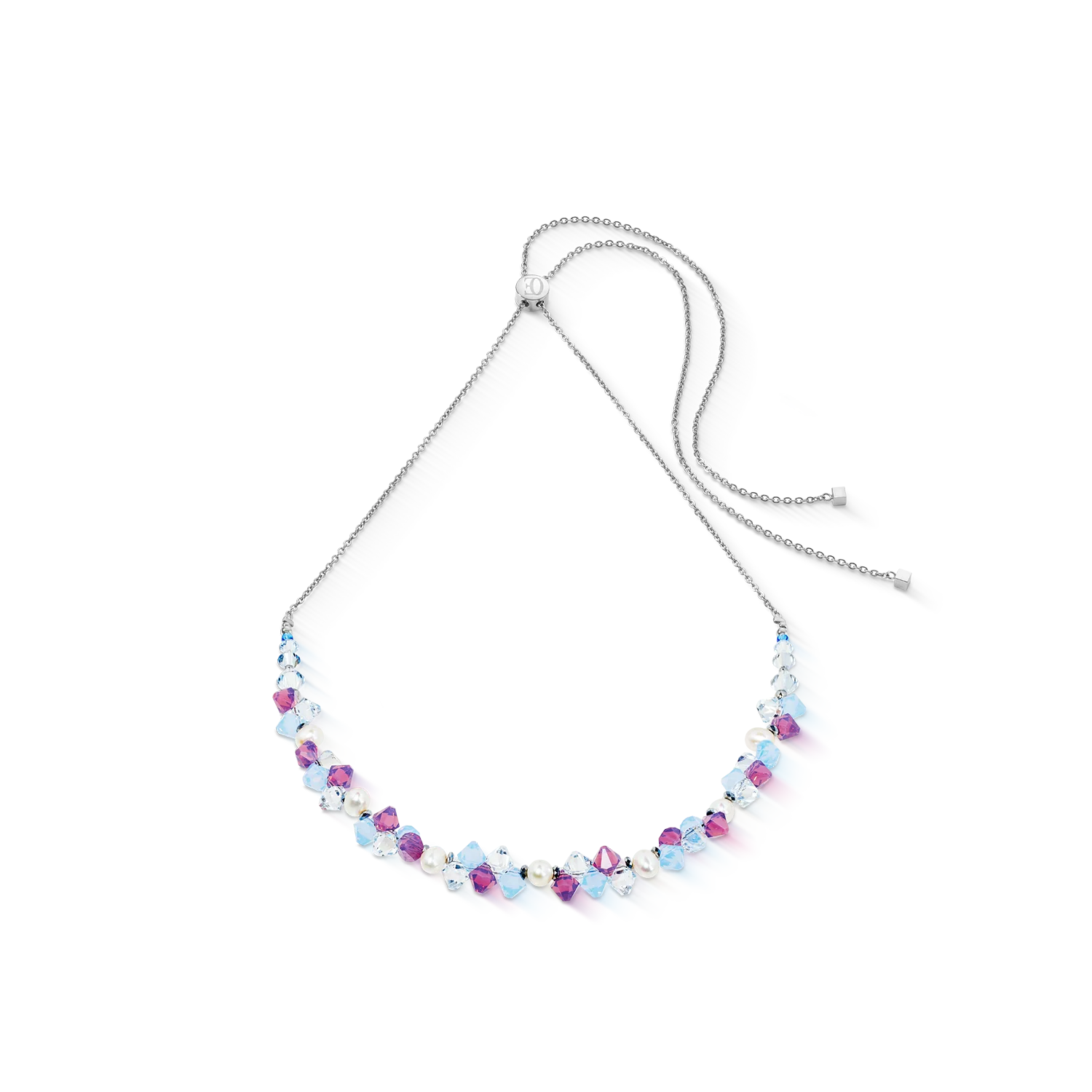 Necklace Dancing Crystals & Pearls lilac-blue