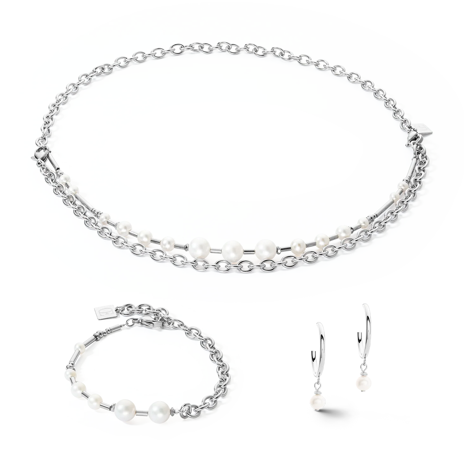 Necklace Freshwater Pearls & chain Multiwear silver - Image 3