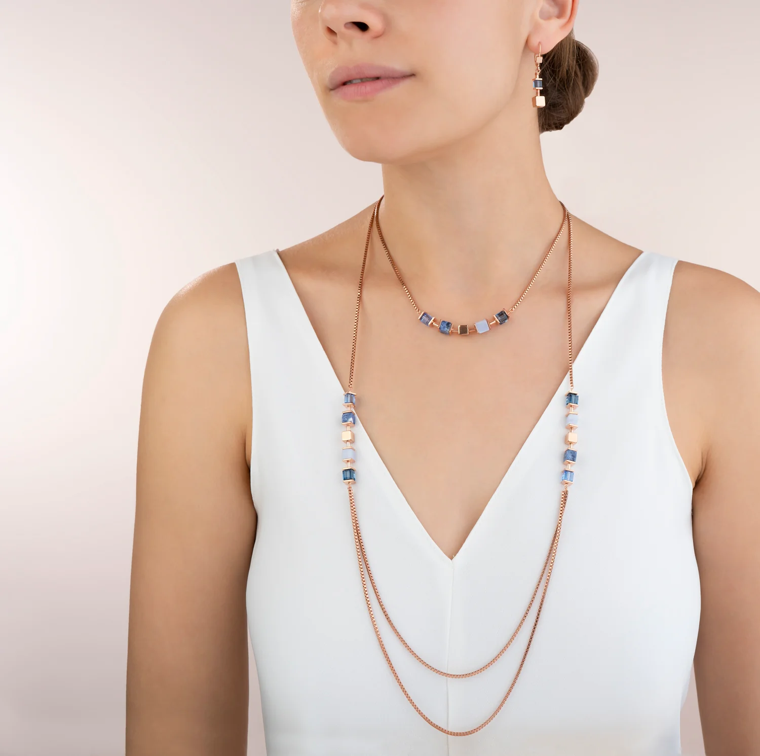 Necklace GeoCUBE® & chain large blue - Image 5