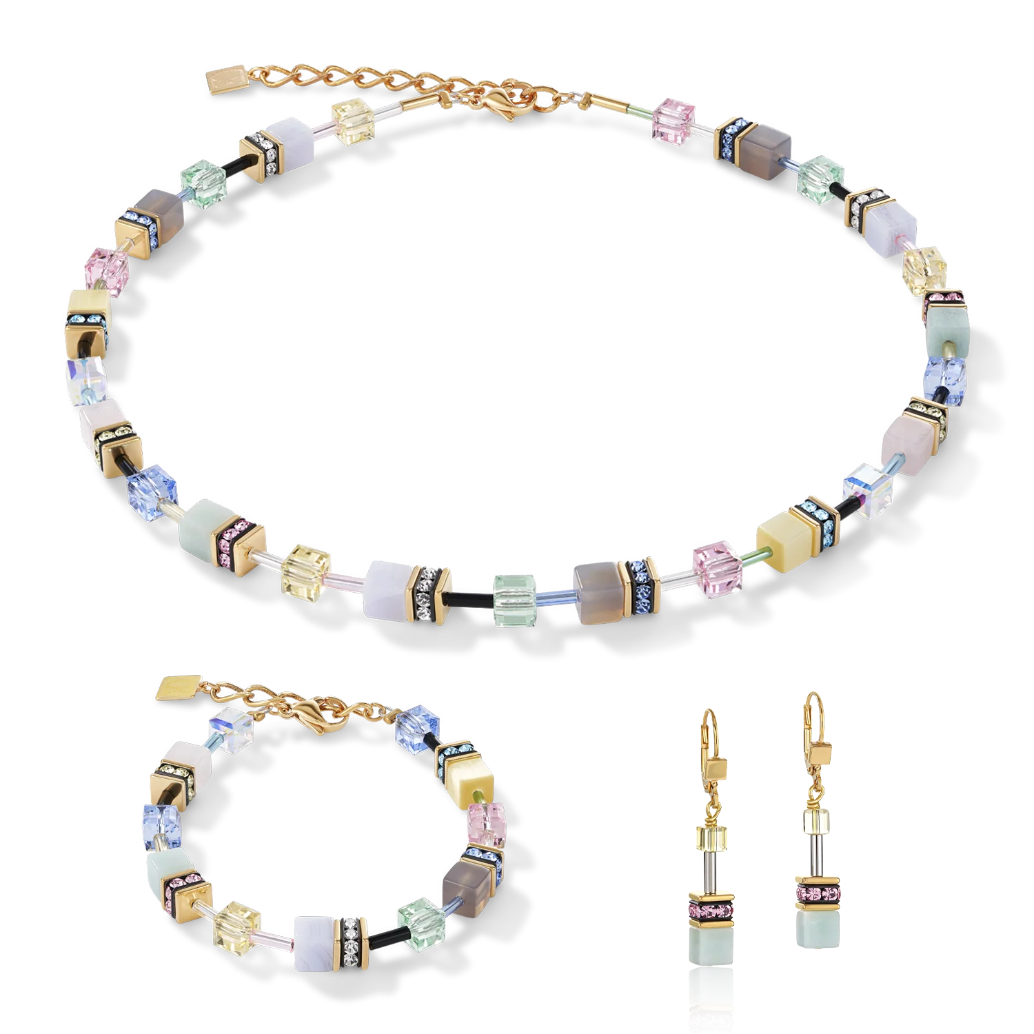 Necklace GeoCUBE® Crystals & Gemstones multicolour romance - Image 3