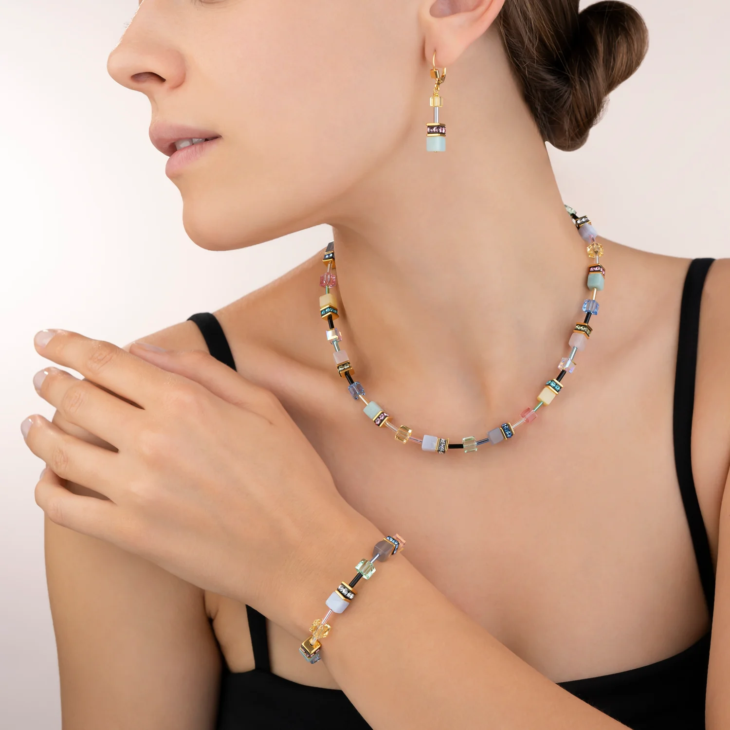 Necklace GeoCUBE® Crystals & Gemstones multicolour romance - Image 4