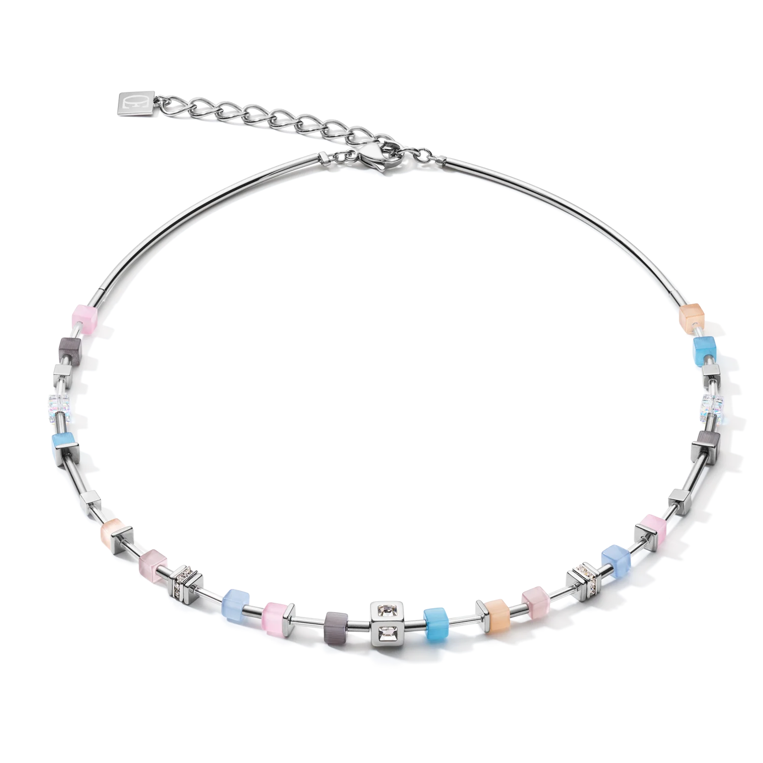 Necklace GeoCUBE® fine pastel blue-rose