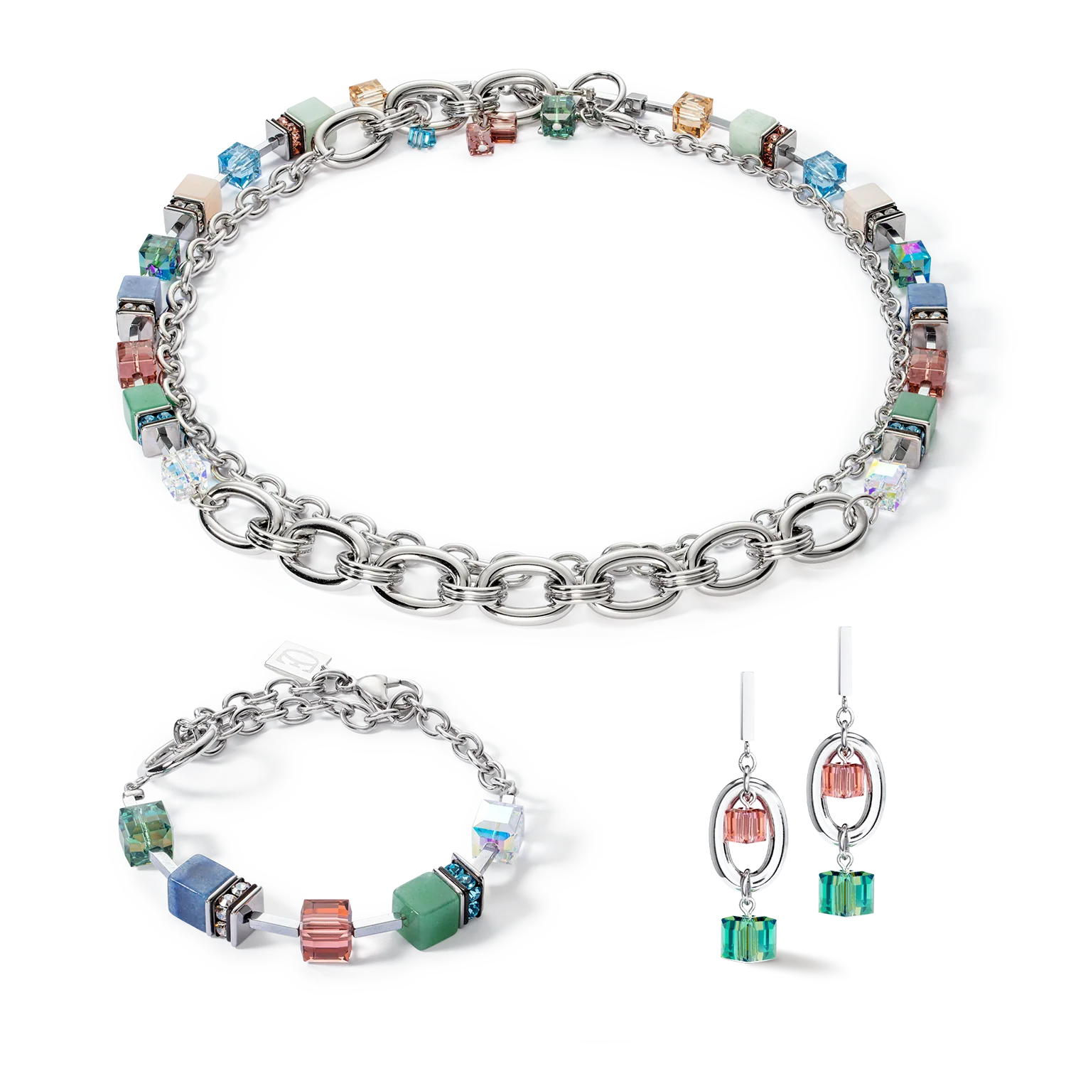 Necklace GeoCUBE® Statement Precious Chunky Chain Multiwear 35 multicolour - Image 3