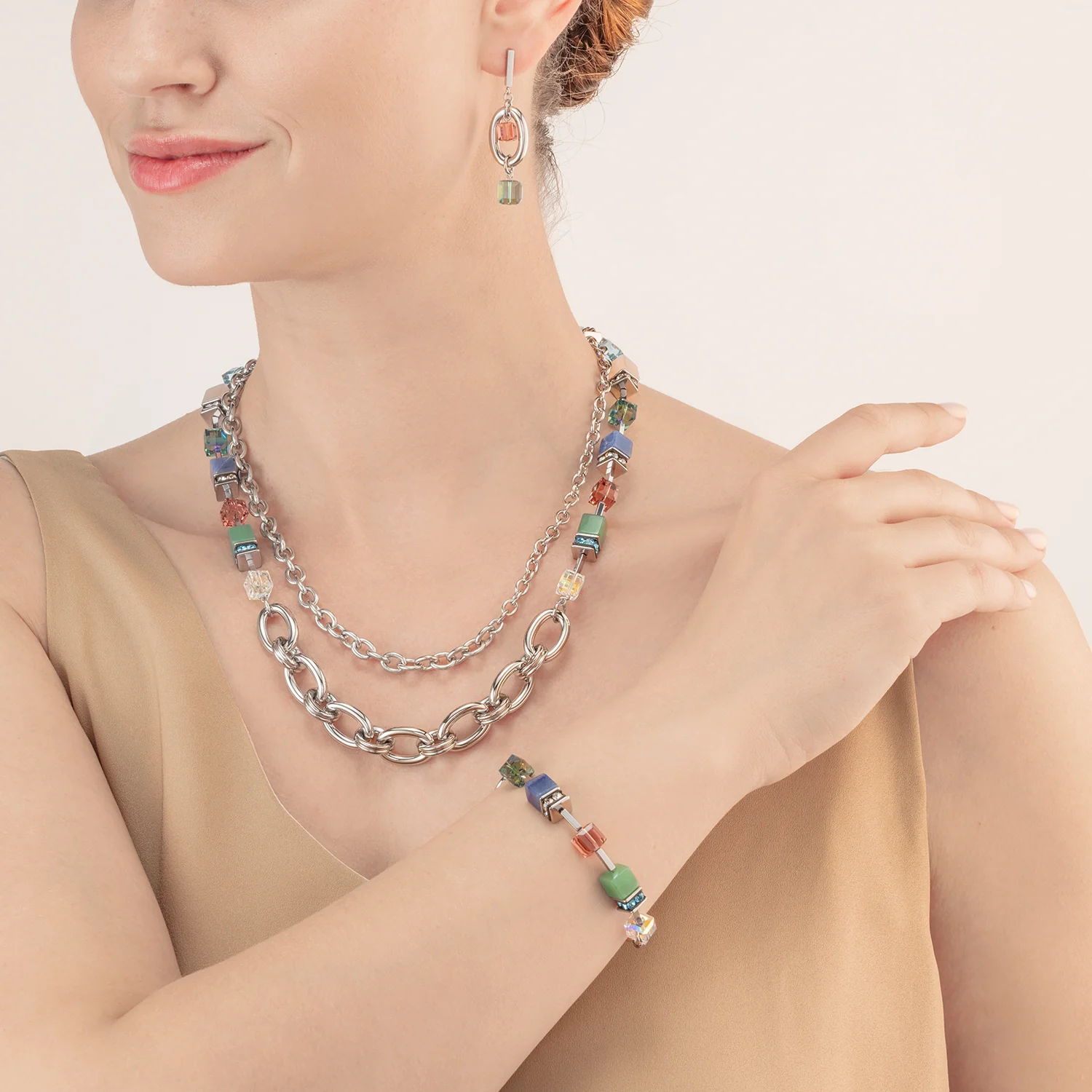 Necklace GeoCUBE® Statement Precious Chunky Chain Multiwear 35 multicolour - Image 4