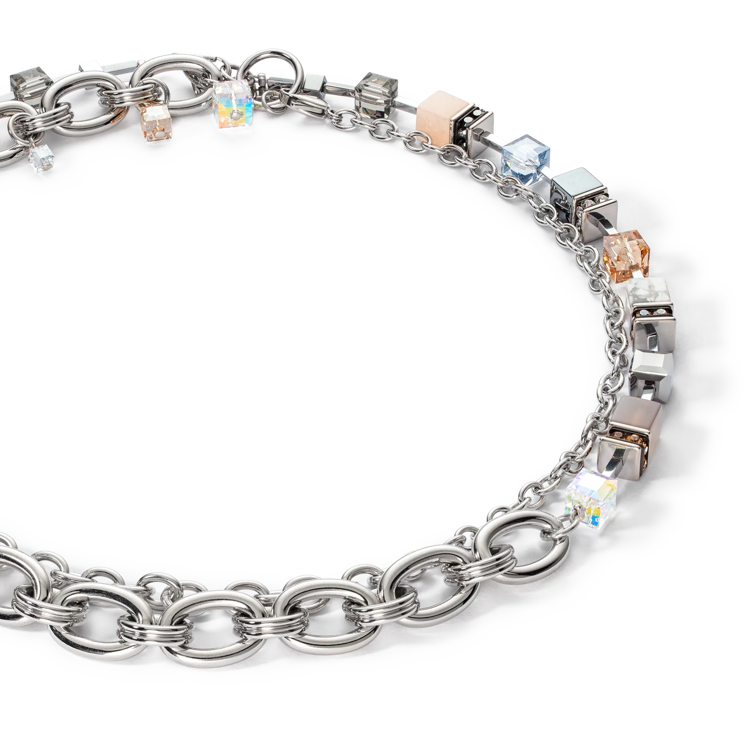 Necklace GeoCUBE® Statement Precious Chunky Chain Multiwear grau-beige - Image 2