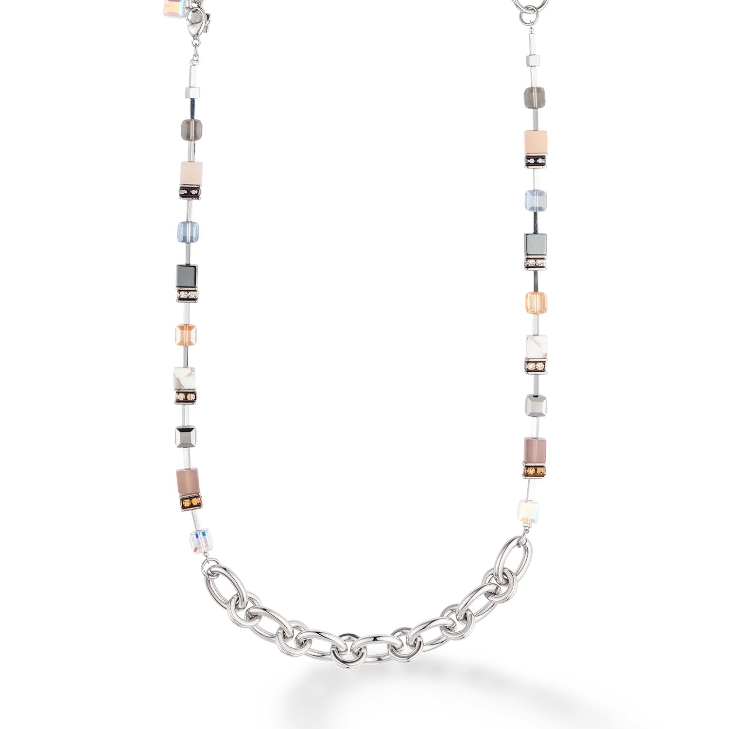 Necklace GeoCUBE® Statement Precious Chunky Chain Multiwear grau-beige - Image 5