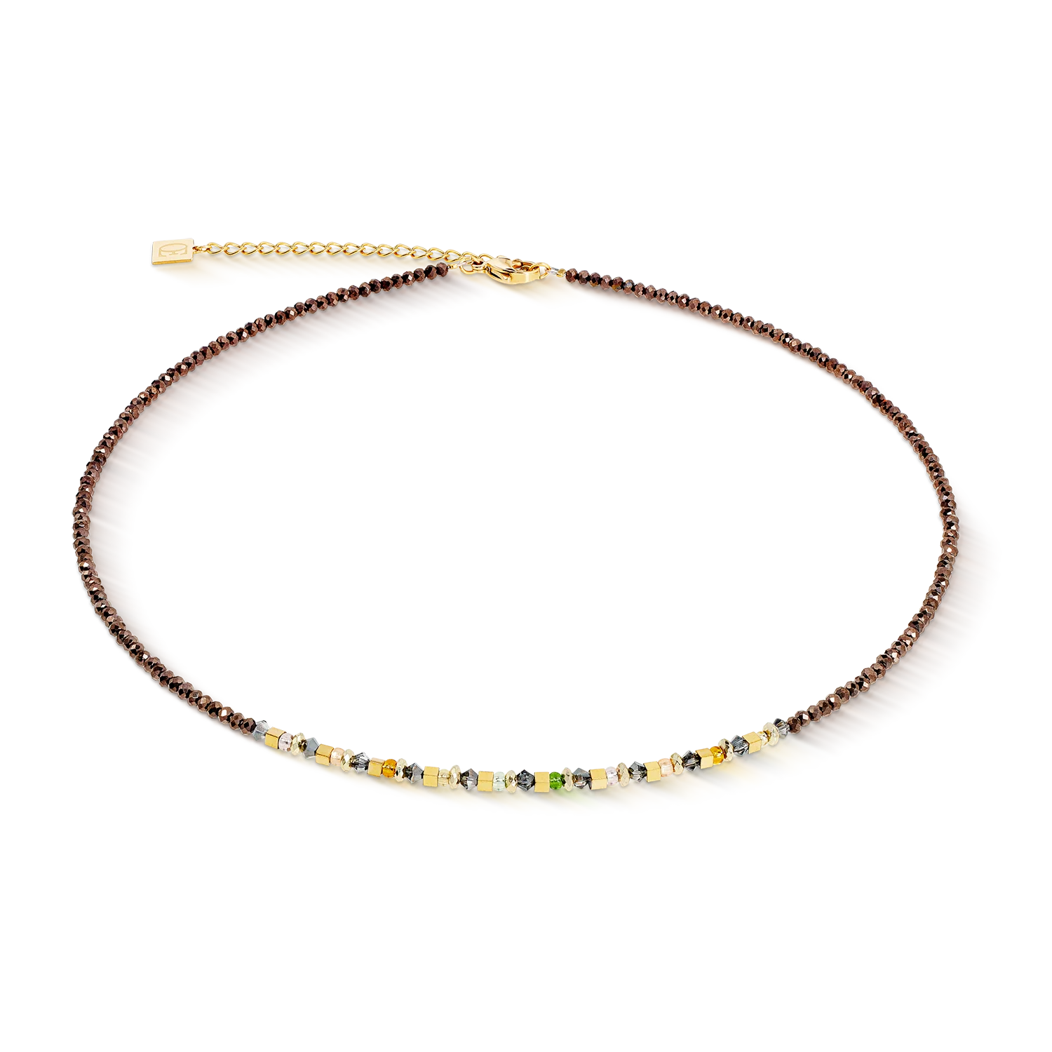 Necklace golden Whisper brown-olive