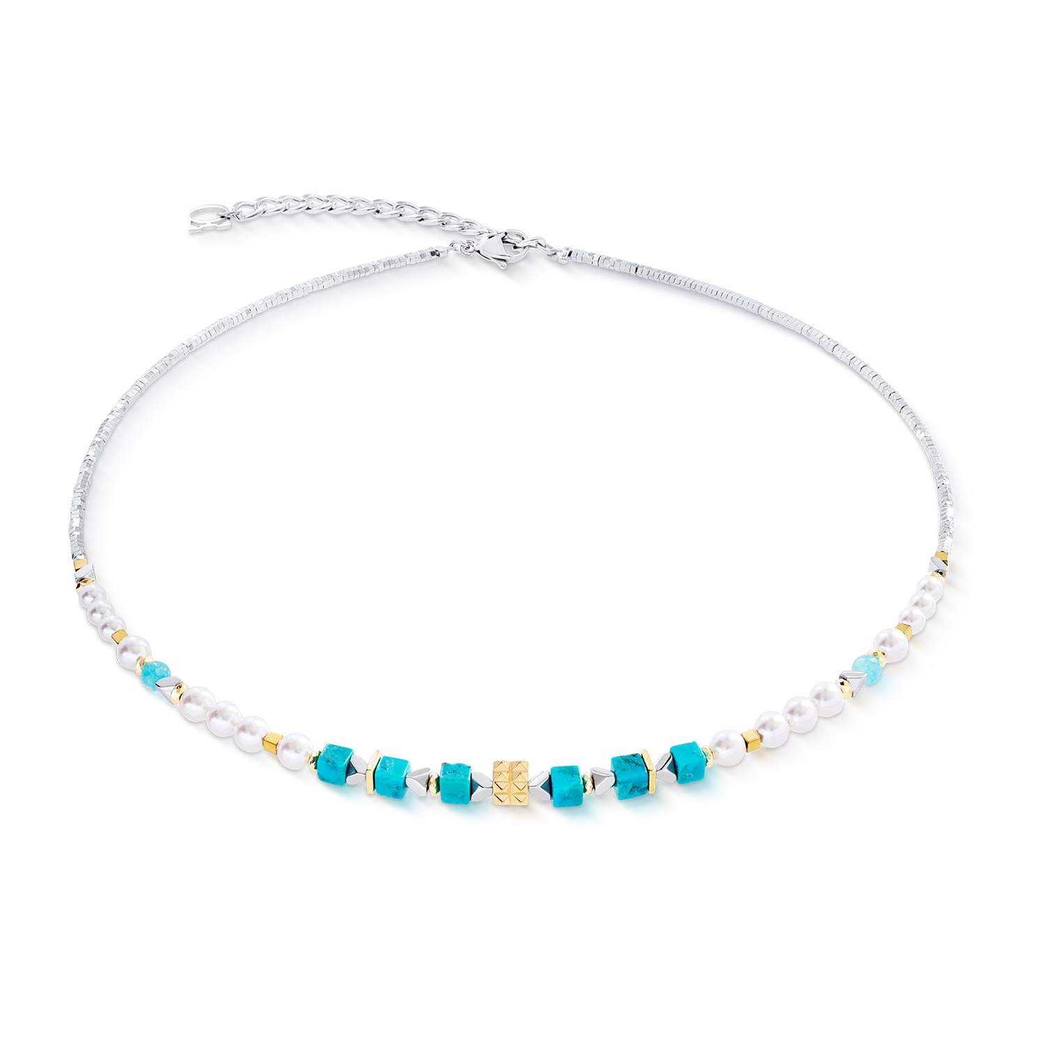 Necklace Modern Elegance Spikes gold-turquoise
