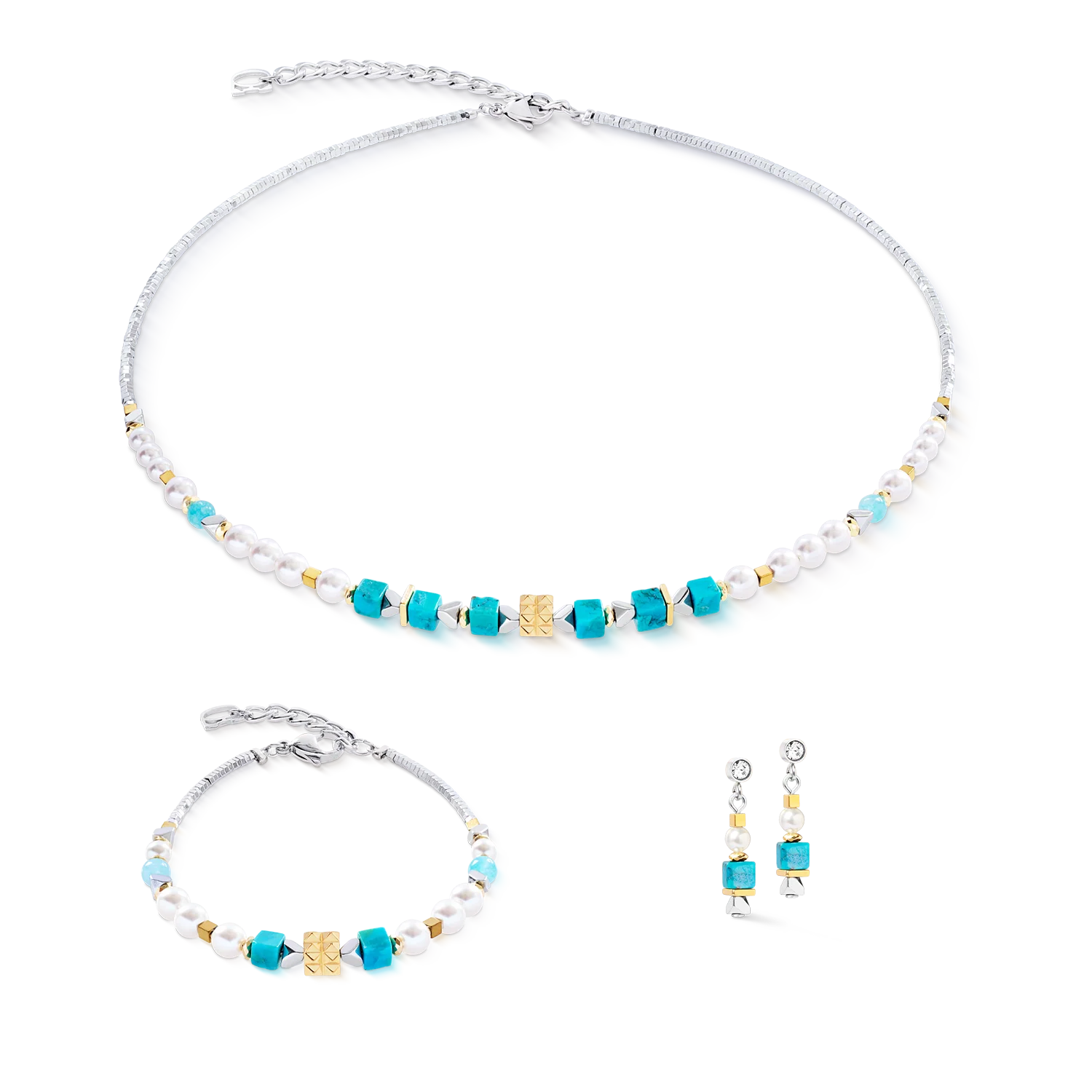 Necklace Modern Elegance Spikes gold-turquoise - Image 3