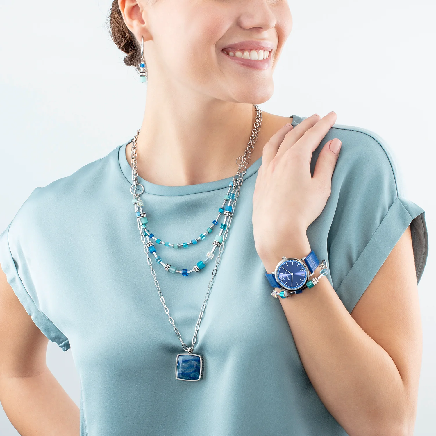 Necklace OE Amulet Square Aventurine silver-blue - Image 3