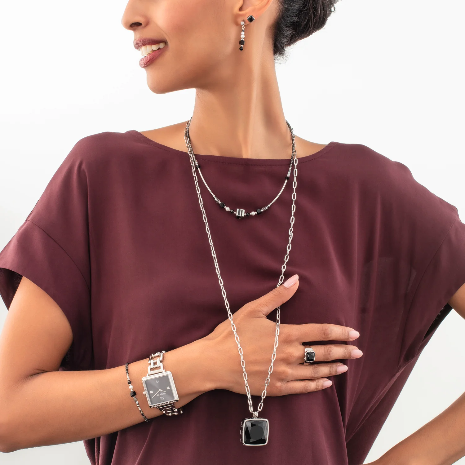 Necklace OE Amulet Square Onyx silver-black - Image 4