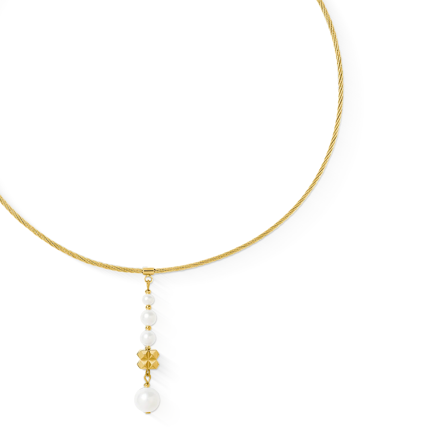 Necklace Pearl & Spikes Drop gold - Image 2