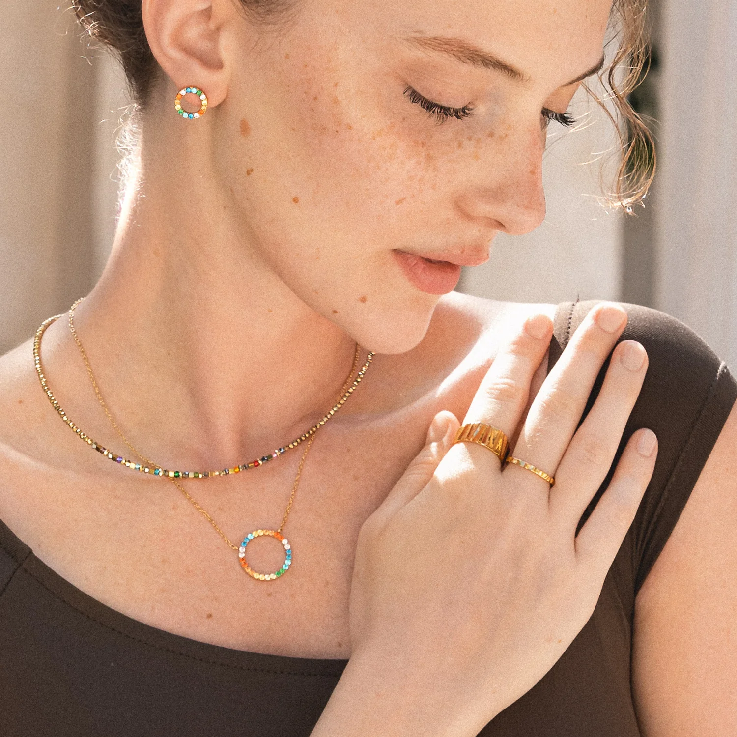Necklace Sparkling Circle gold-multicolour - Image 4