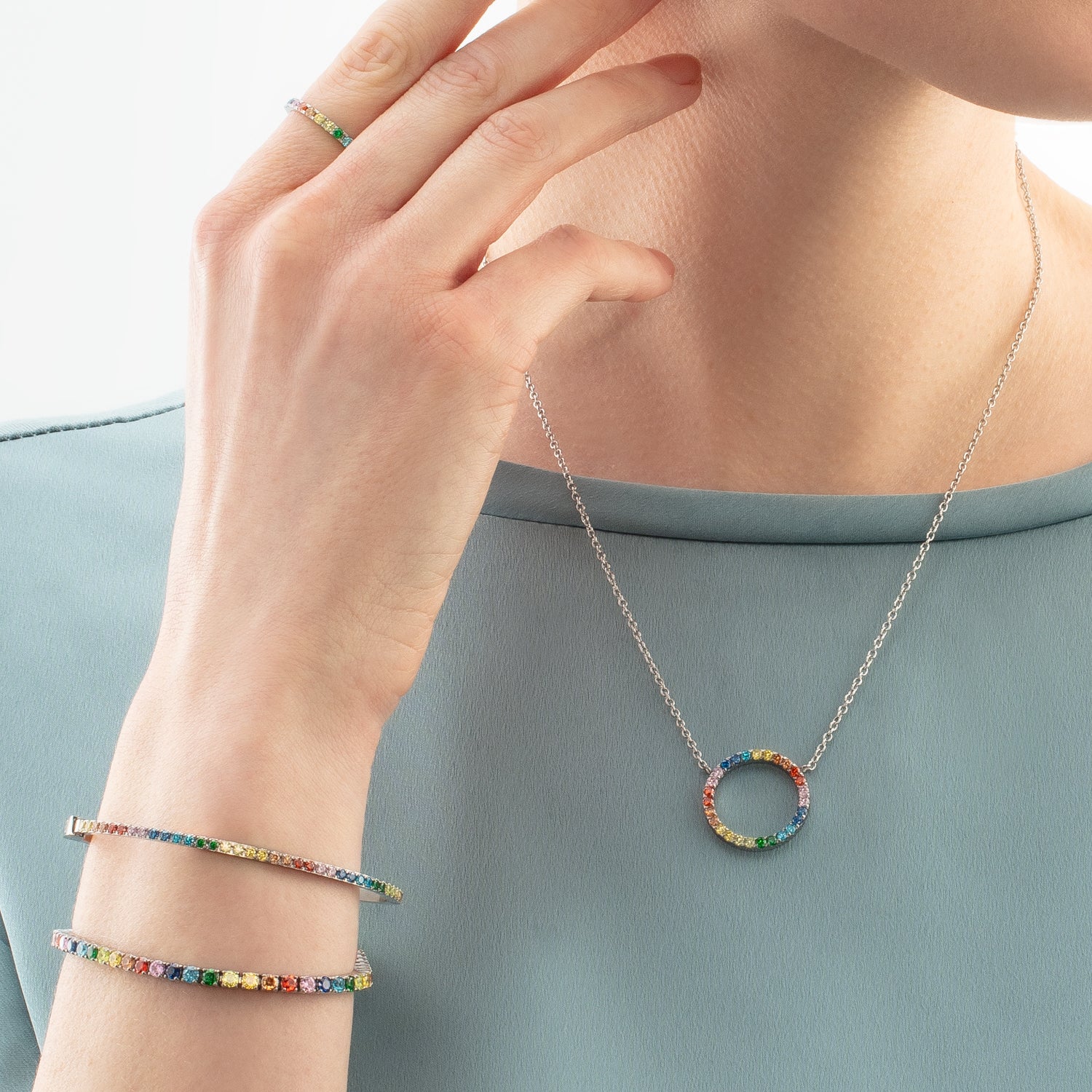 Necklace Sparkling Circle silver-multicolour - Image 4