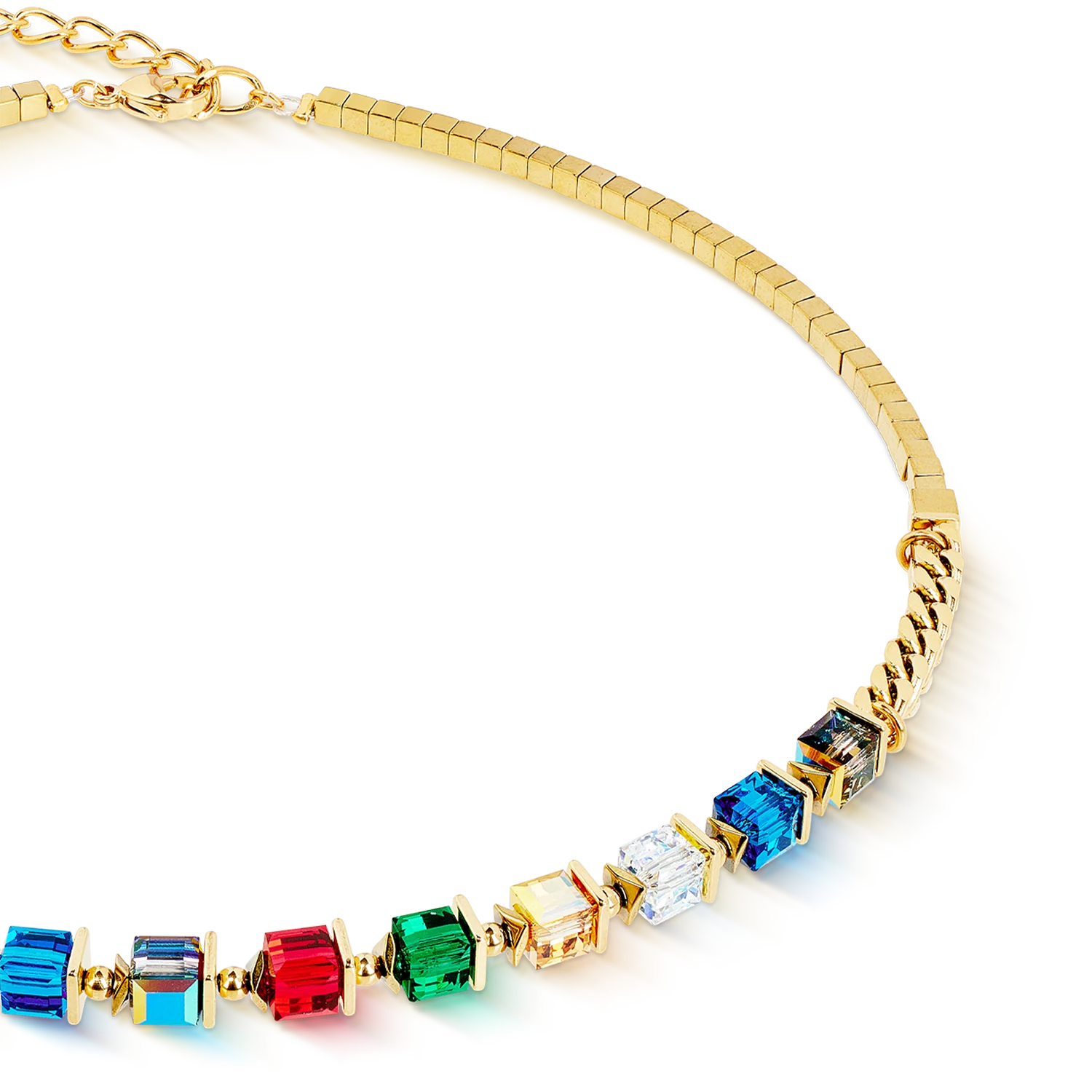 Necklace Sparkling Cubes Fusion Chain gold-multicolour - Image 2