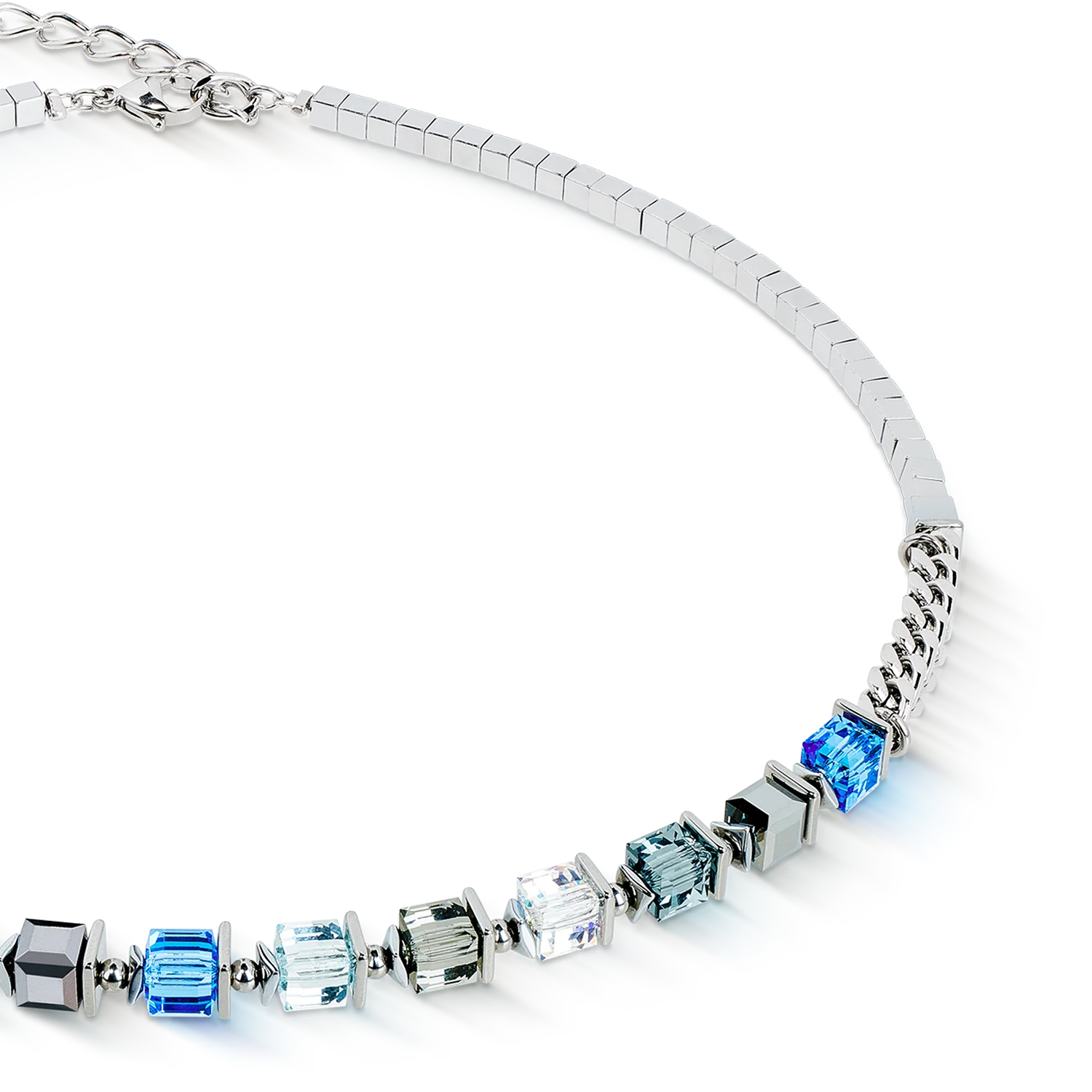 Necklace Sparkling Cubes Fusion Chain silver-blue - Image 2