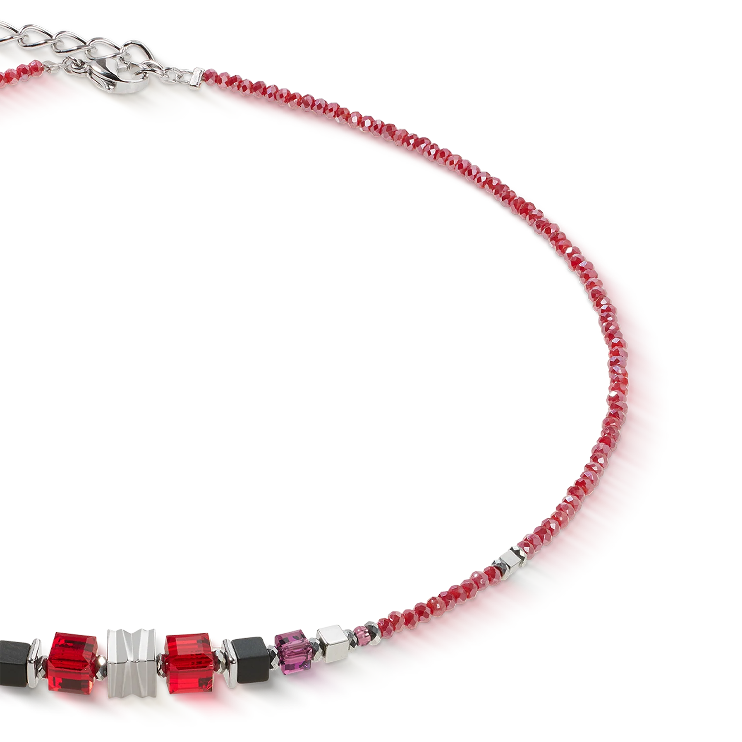 Necklace Wave Cube Flow silver-red - Image 2