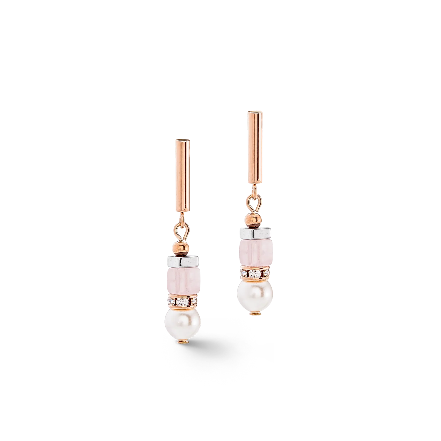 Precious Fusion Offset earrings rose gold-ice pink