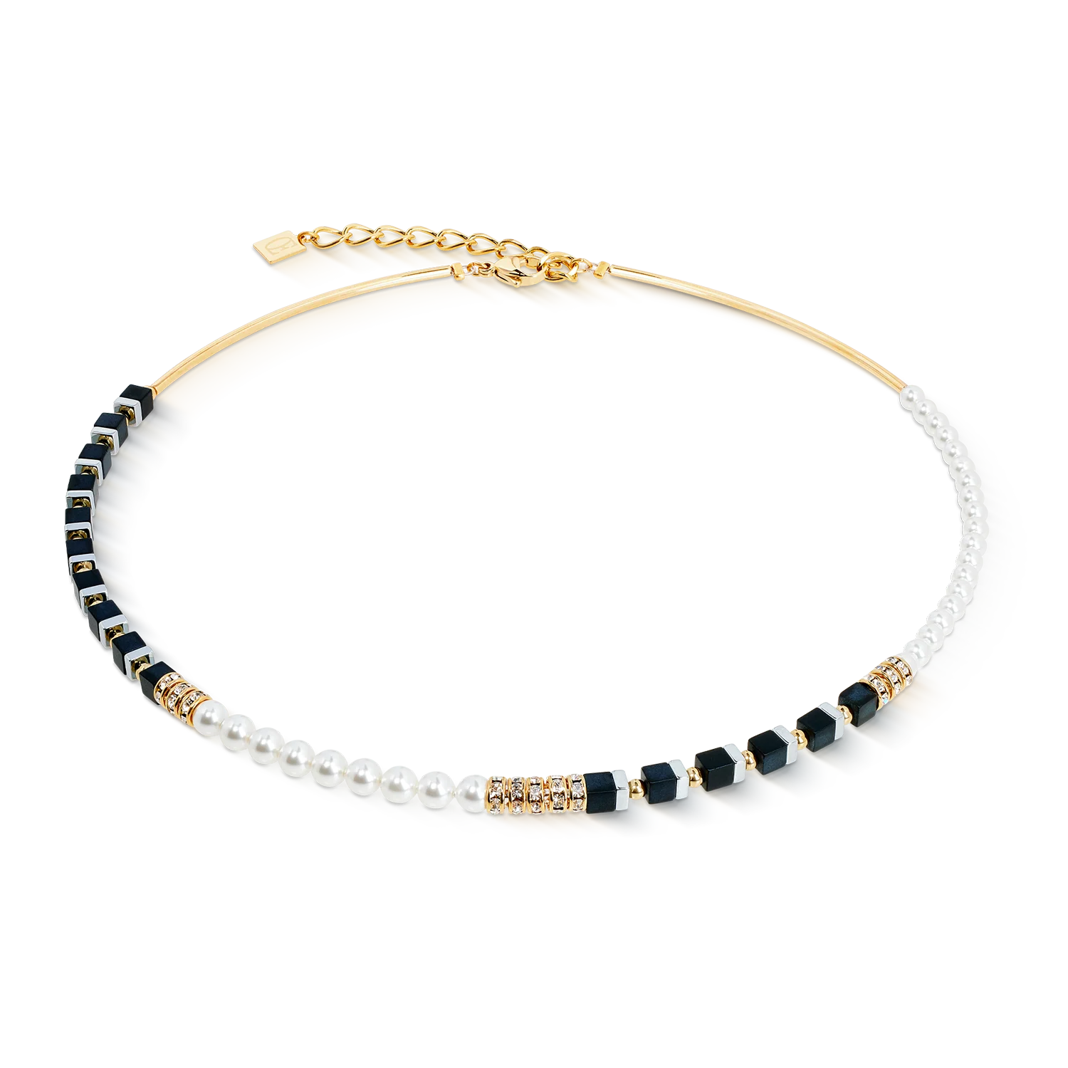 Precious Fusion Offset necklace black-pearl