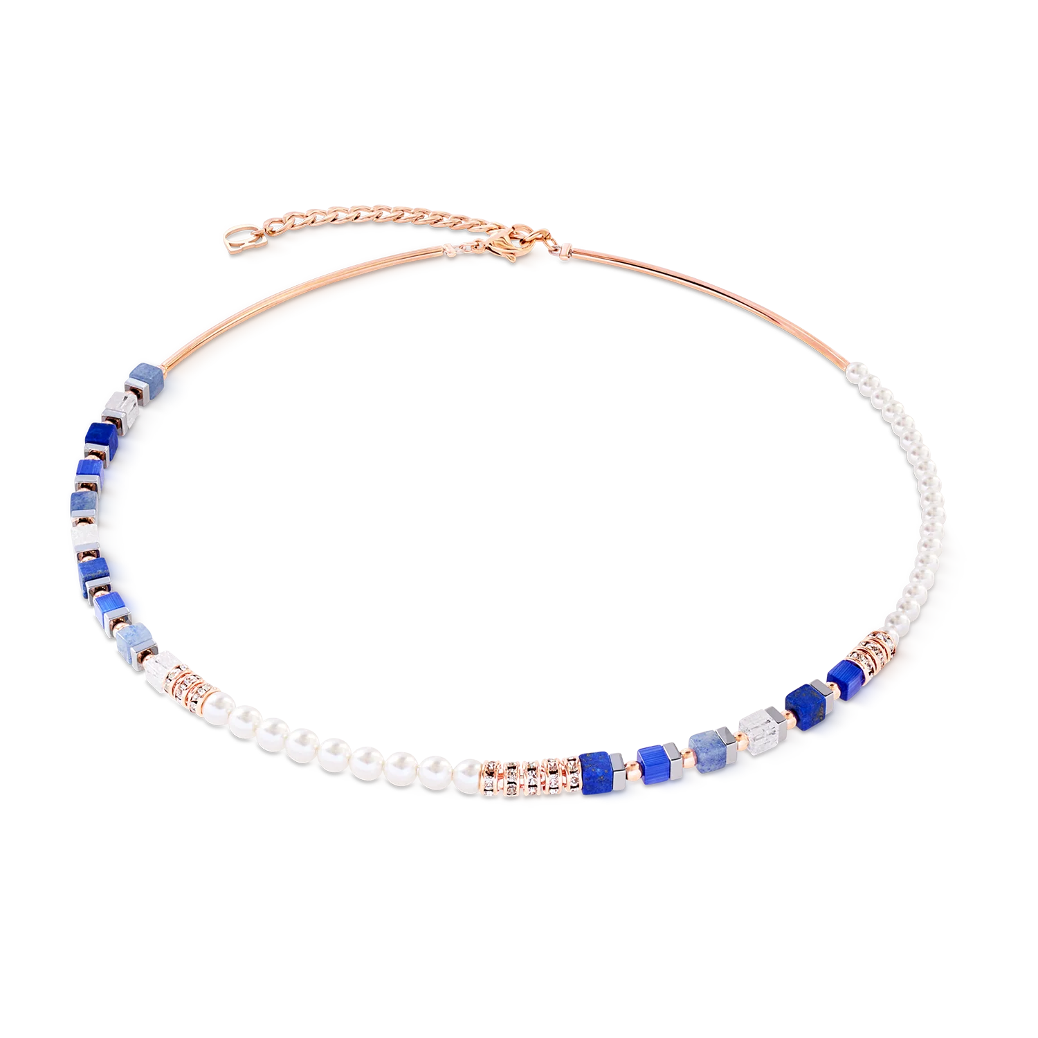 Precious Fusion Offset necklace rose gold-blue
