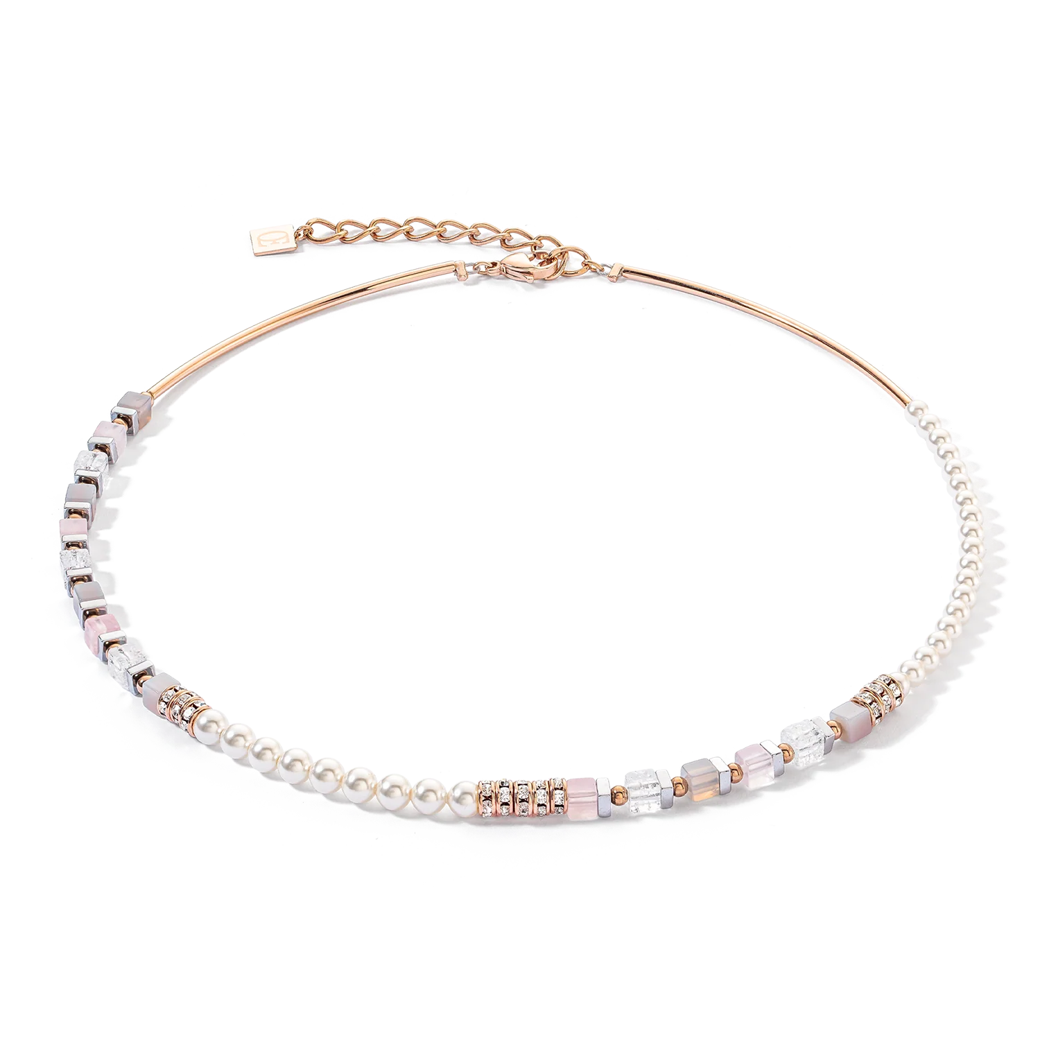 Precious Fusion Offset necklace rose gold-ice pink