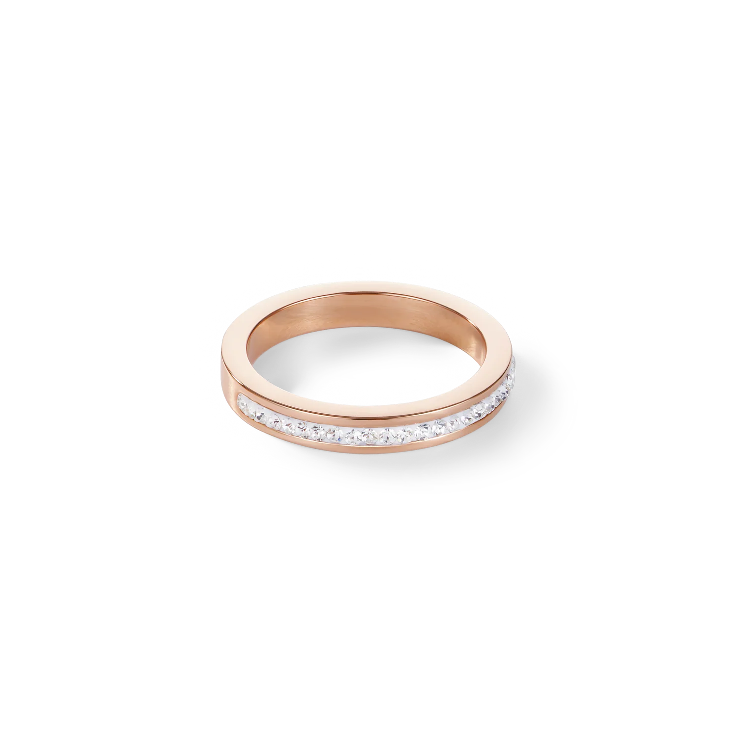 Ring slim stainless steel rose gold & crystals pavé crystal